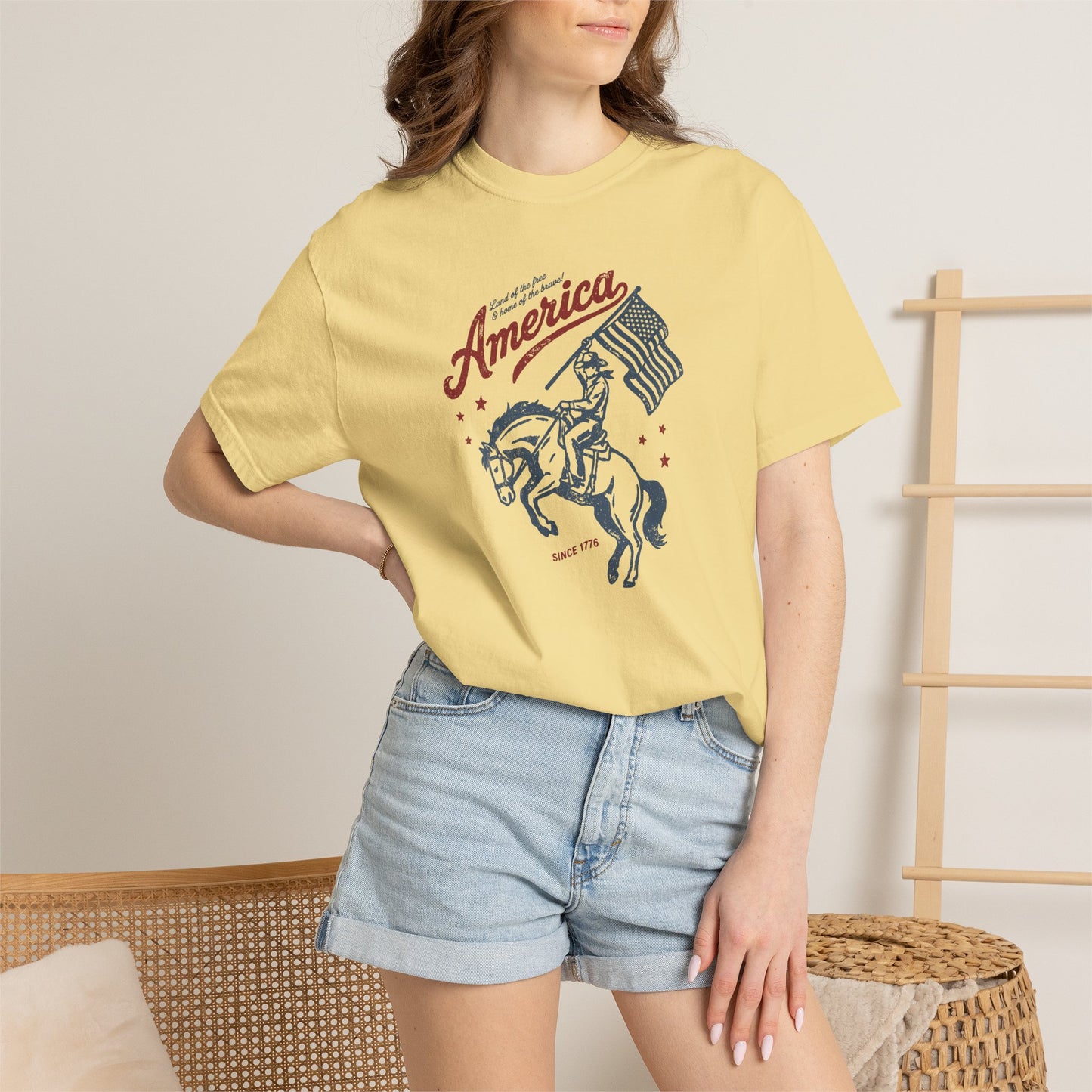 America Cowboy Flag T-Shirt – Retro Patriotic Rodeo Tee