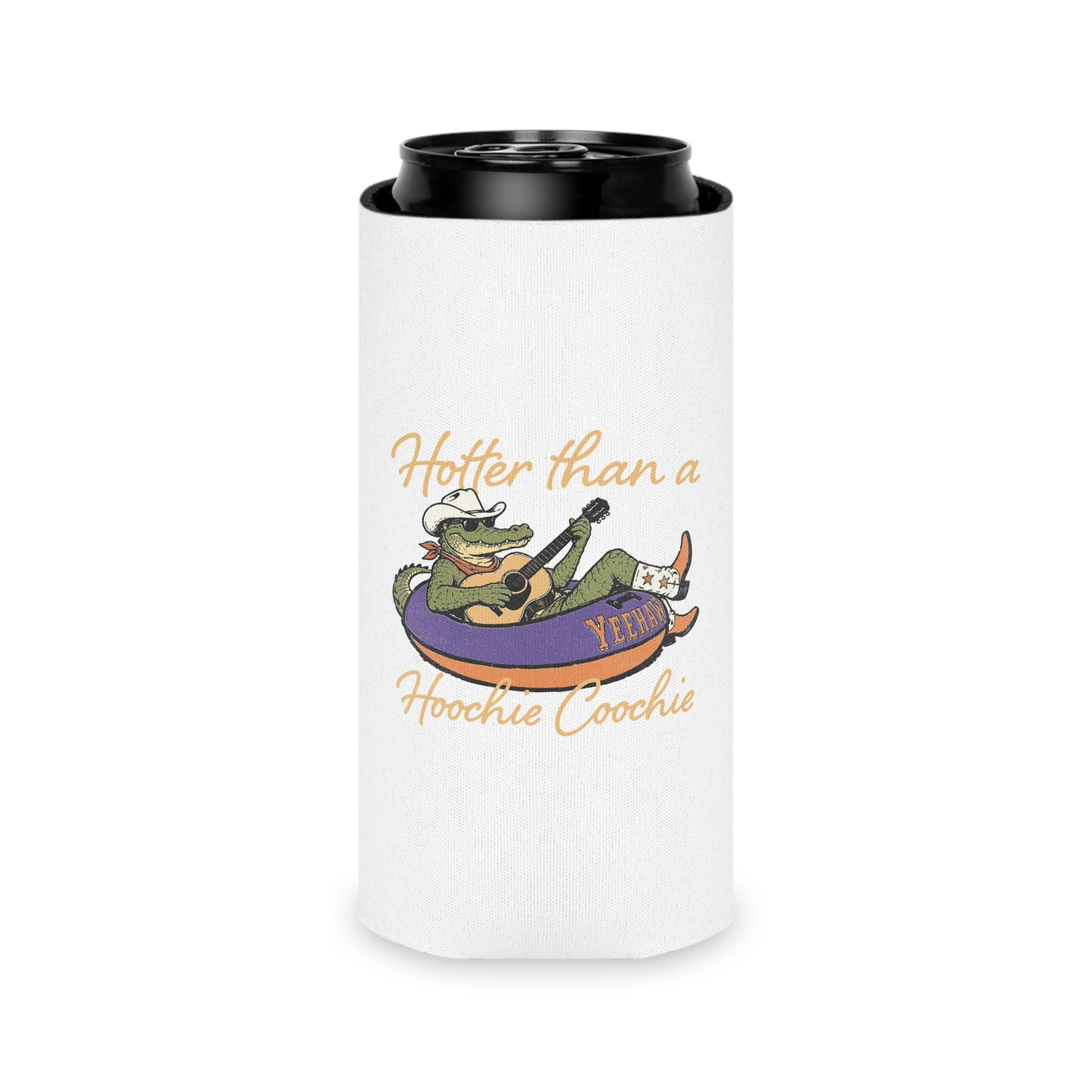 Can Cooler - "Hotter Than a Hoochie Coochie" Alligator Float Novelty Koozie