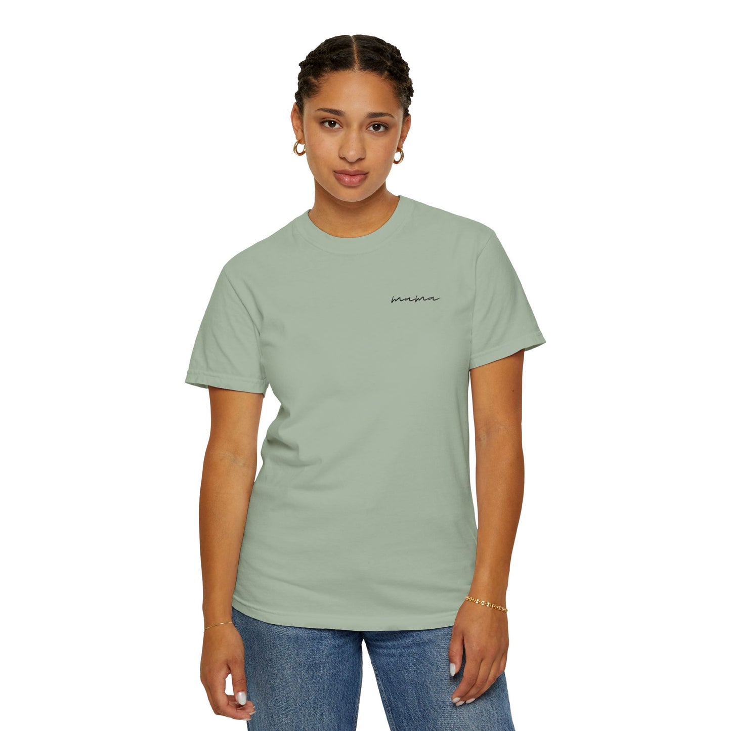 Mama Script Tee — Minimalist Embroidered "Mama" T-Shirt