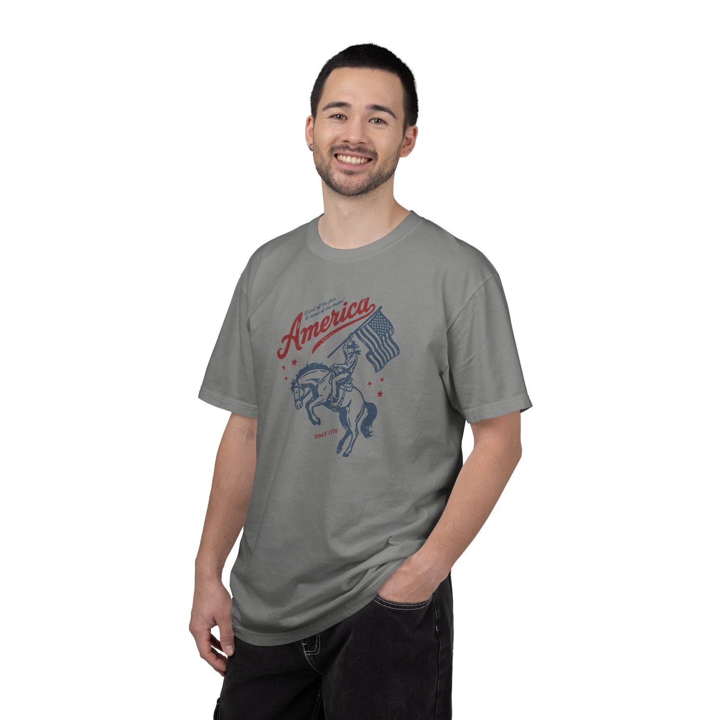 America Cowboy Flag T-Shirt – Retro Patriotic Rodeo Tee