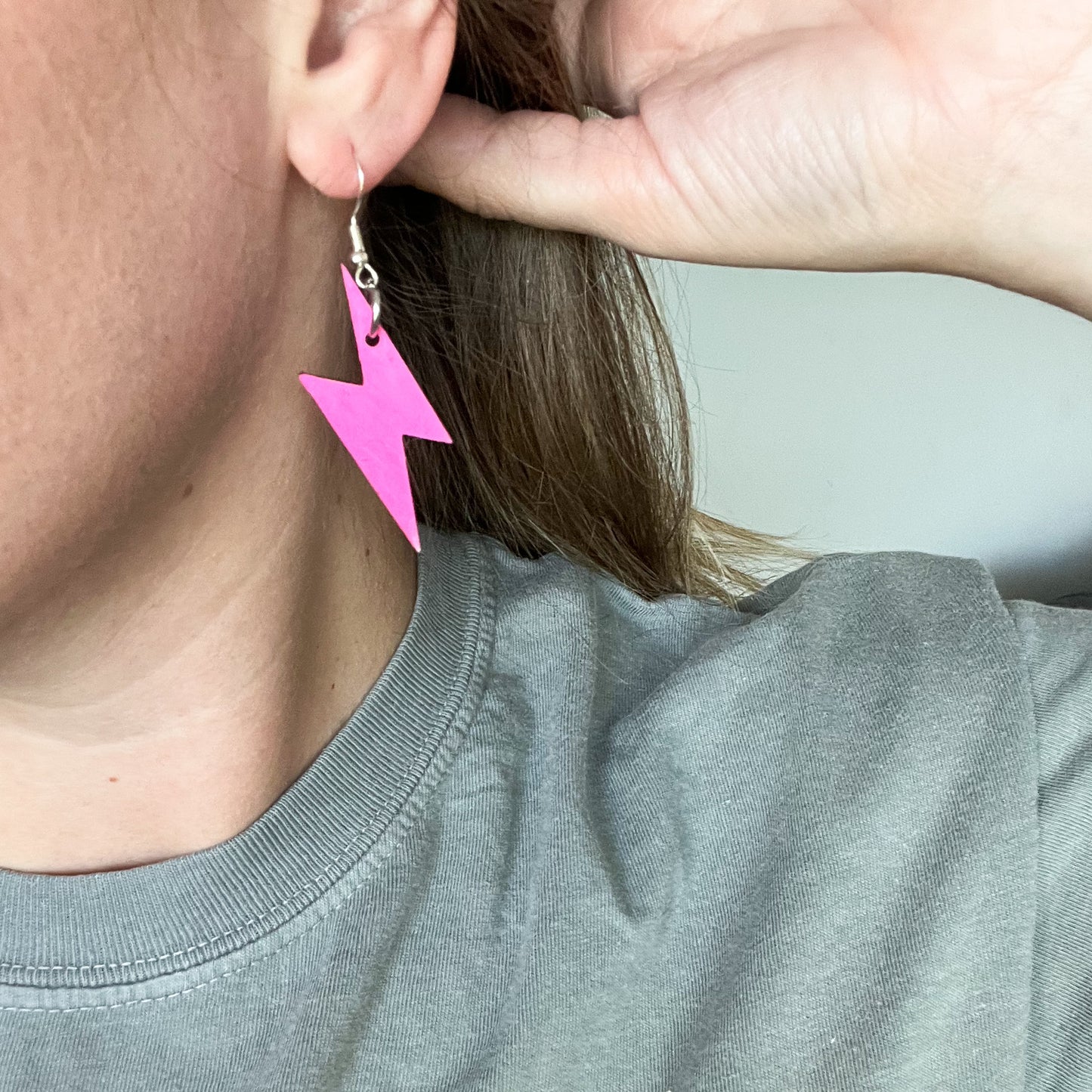 Hot Pink Bolt of Lightning Dangles