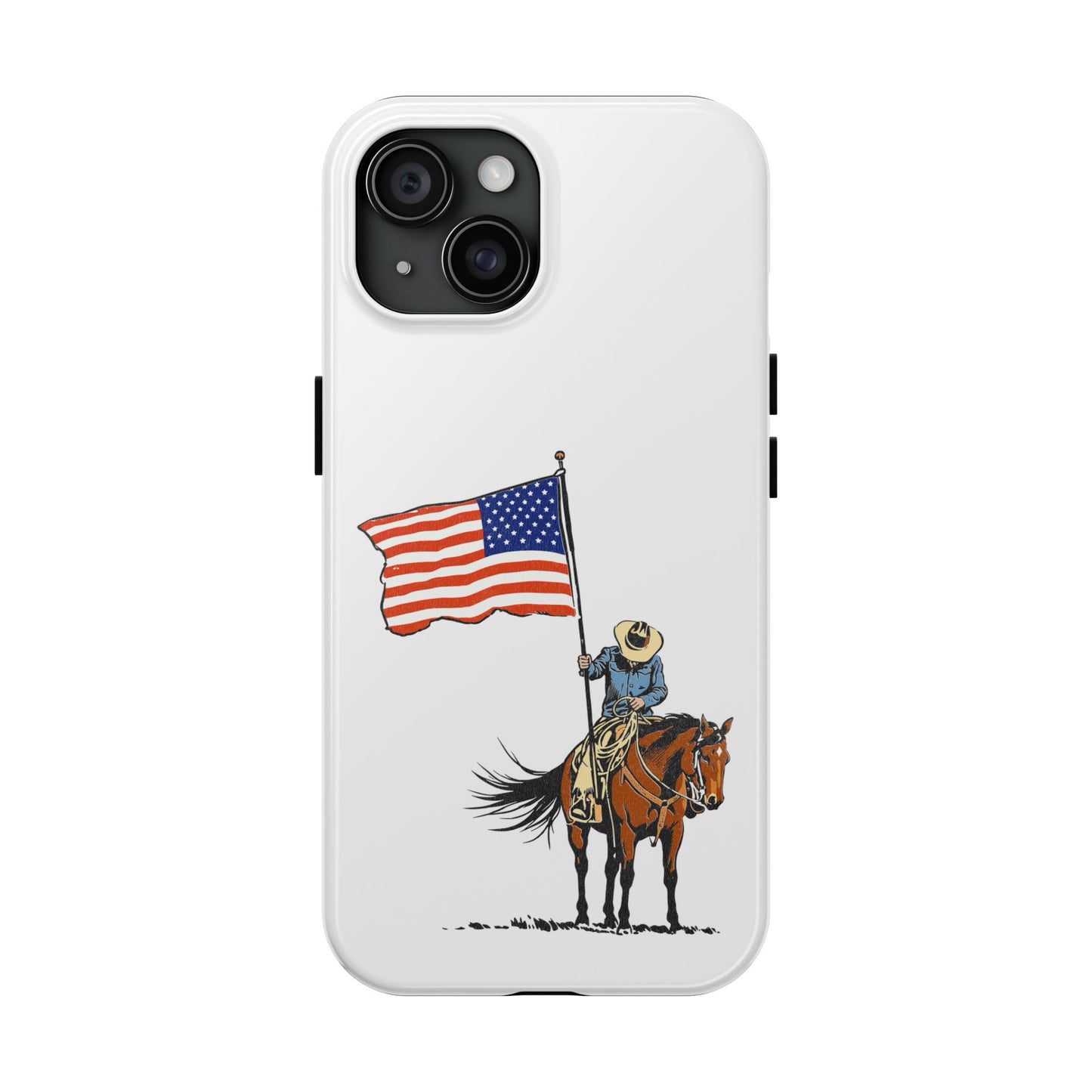 Rugged Western Phone Case — Cowboy Holding American Flag