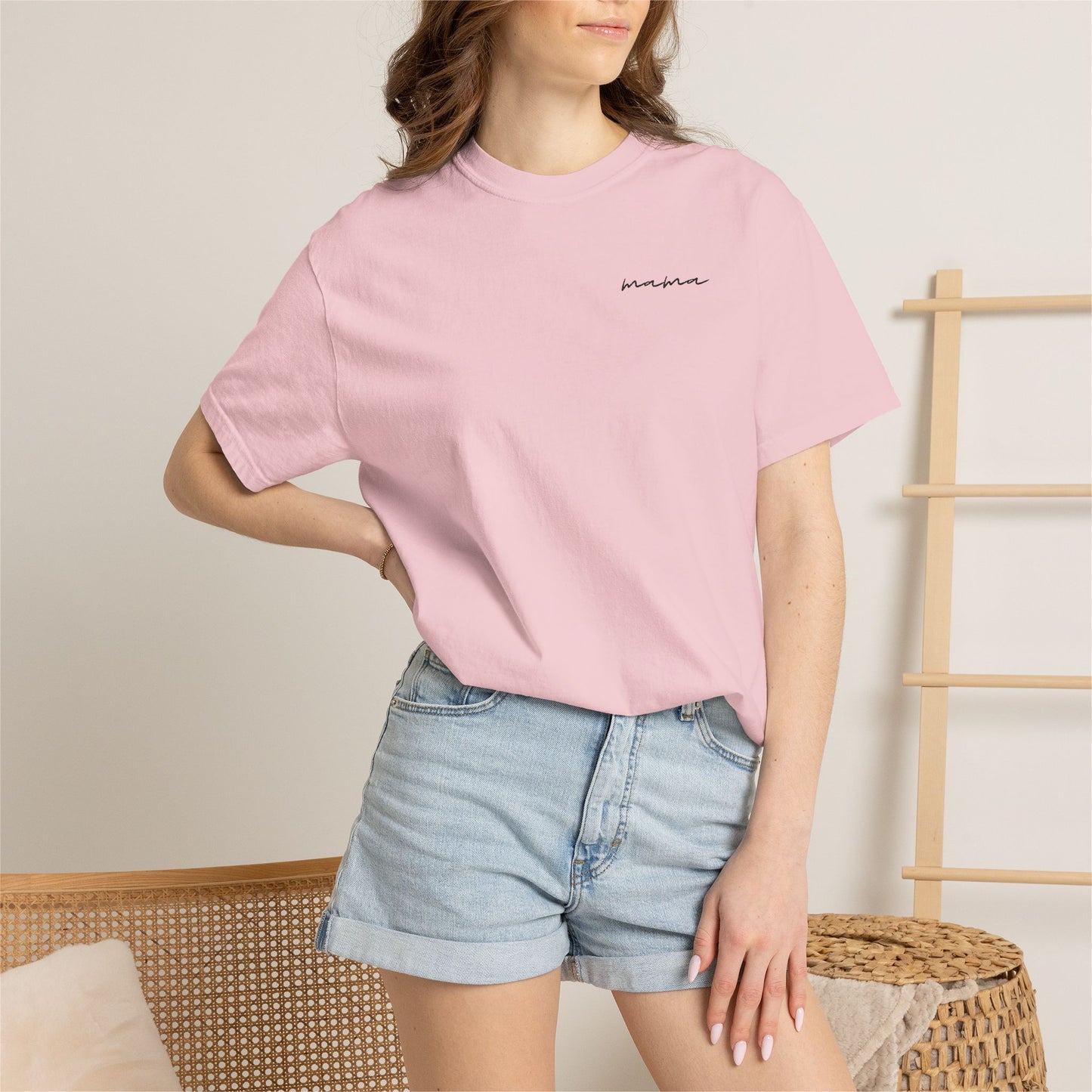 Mama Script Tee — Minimalist Embroidered "Mama" T-Shirt