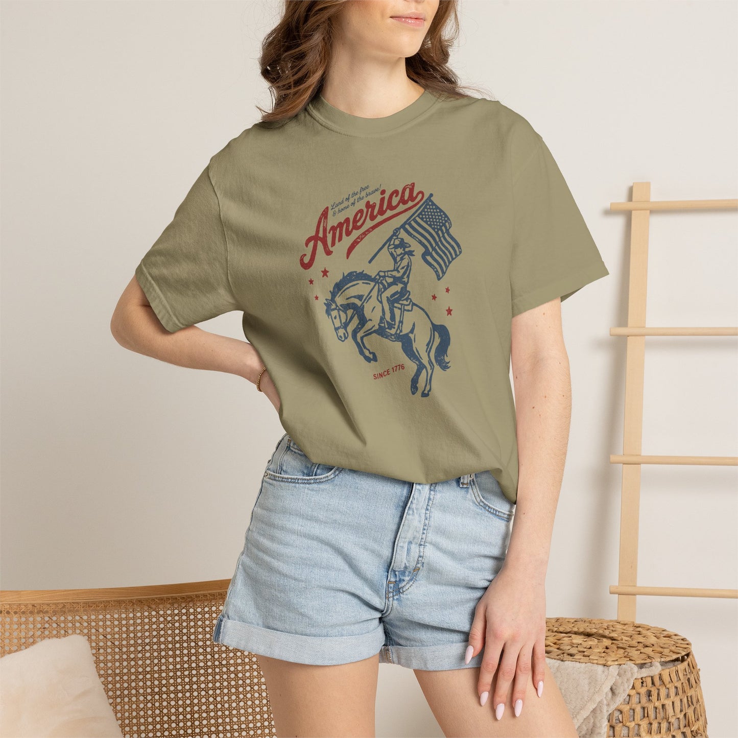 America Cowboy Flag T-Shirt – Retro Patriotic Rodeo Tee