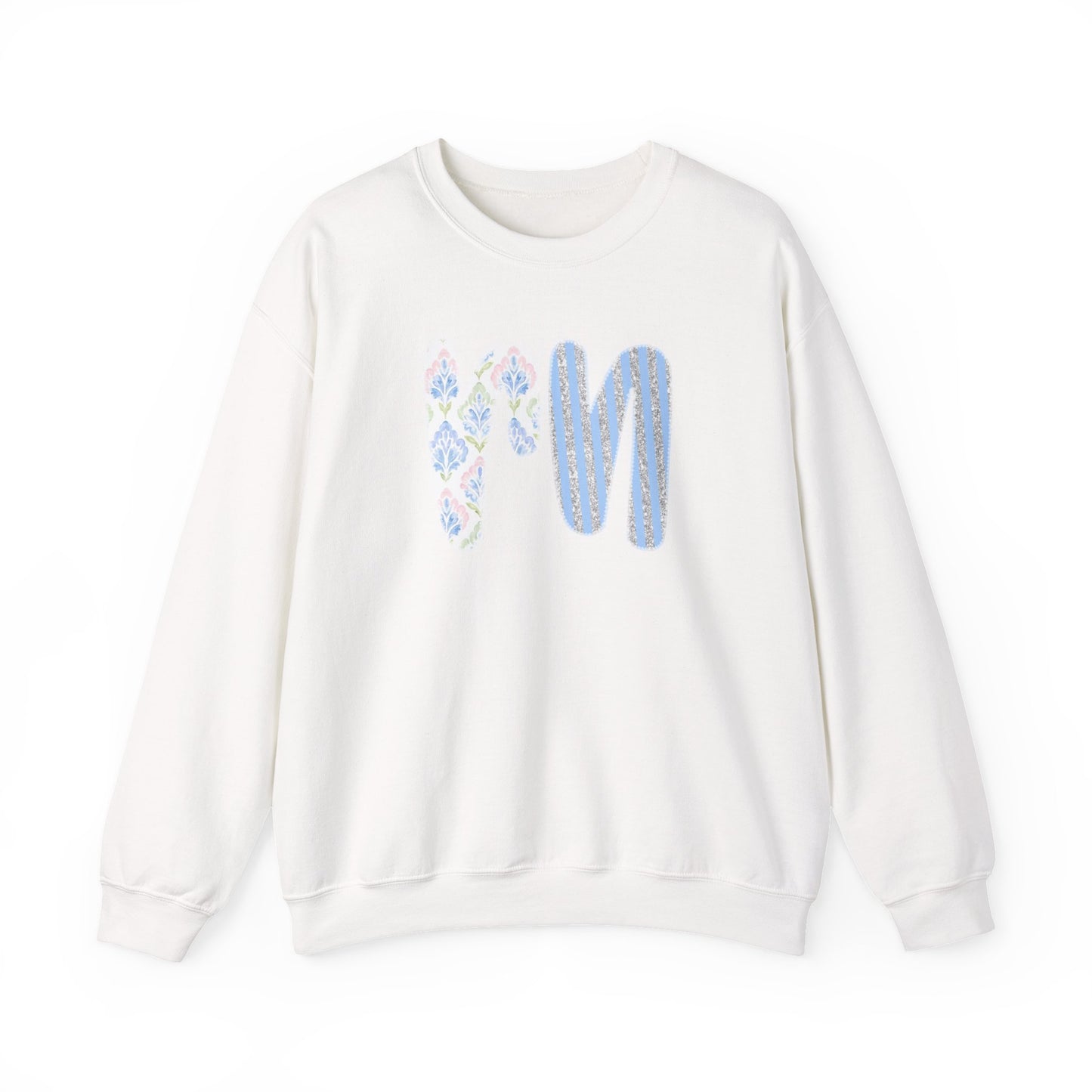 RN Floral Crewneck Sweatshirt – Blue Botanical Monogram