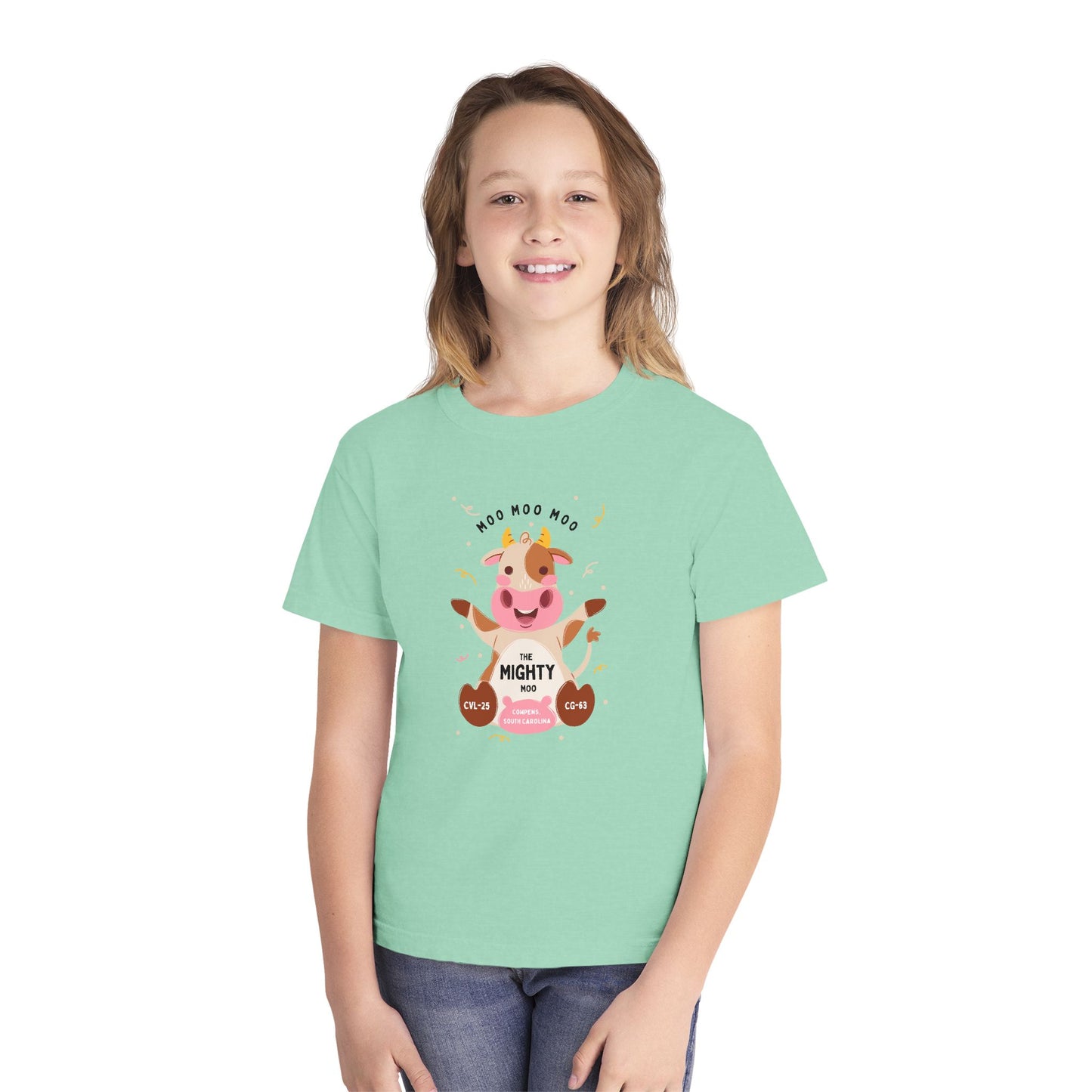 Youth Tee - Cute 'Moo Moo Moo I'm the Mighty Moo' Cow Graphic