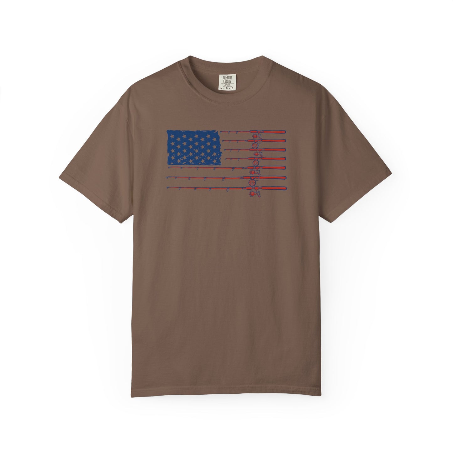 American Fishing Flag T-Shirt — Patriotic Bass Rods Graphic Tee