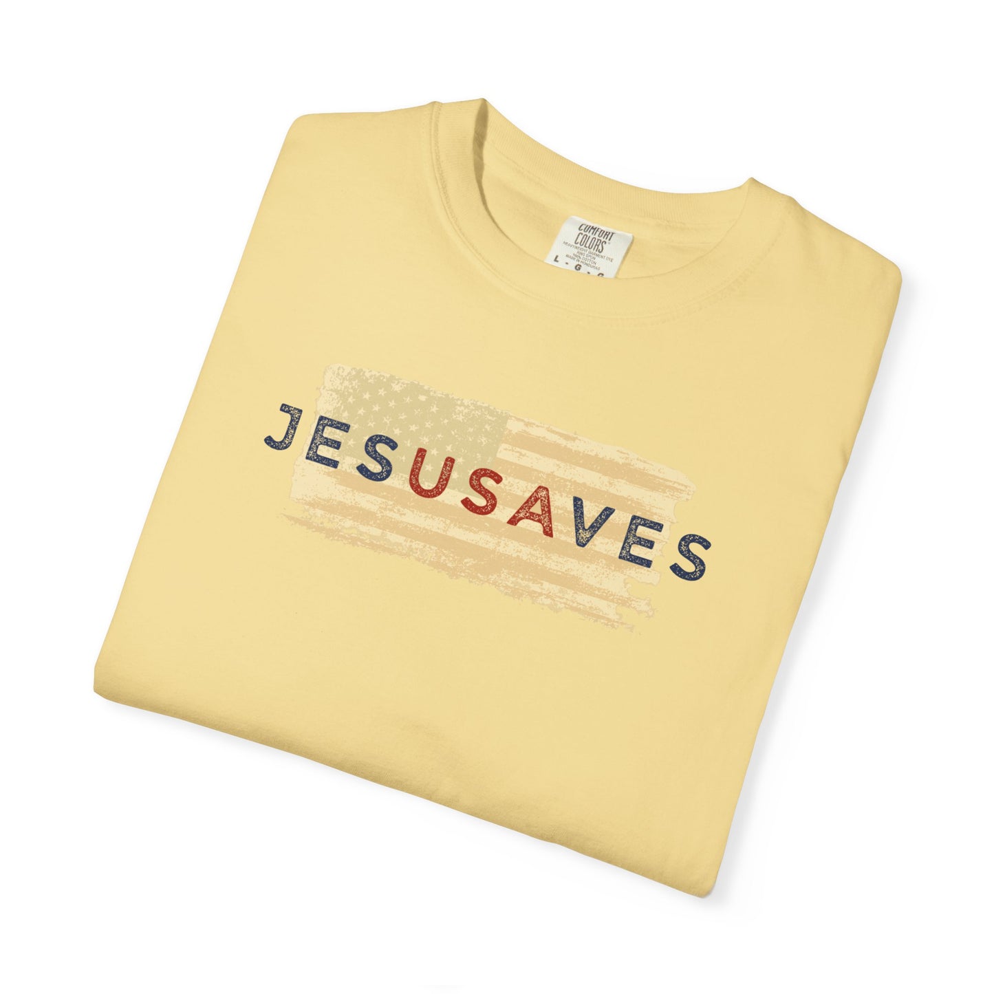 Jesus Saves T‑Shirt — Patriotic Faith Graphic Tee