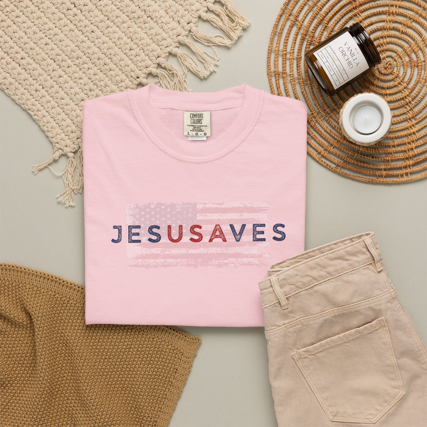 Jesus Saves T‑Shirt — Patriotic Faith Graphic Tee