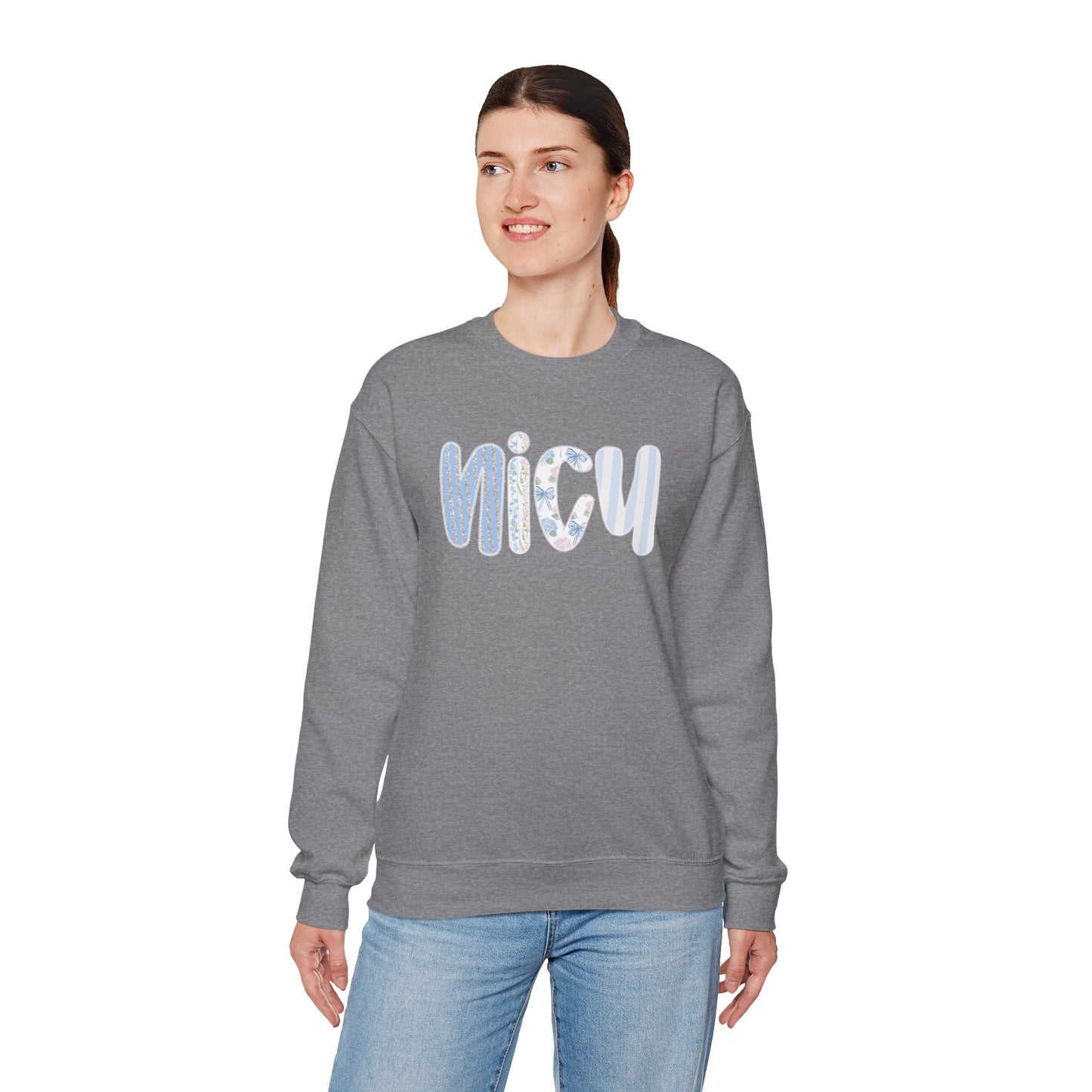 Cozy 'NICU' Pastel Pattern Crewneck Sweatshirt