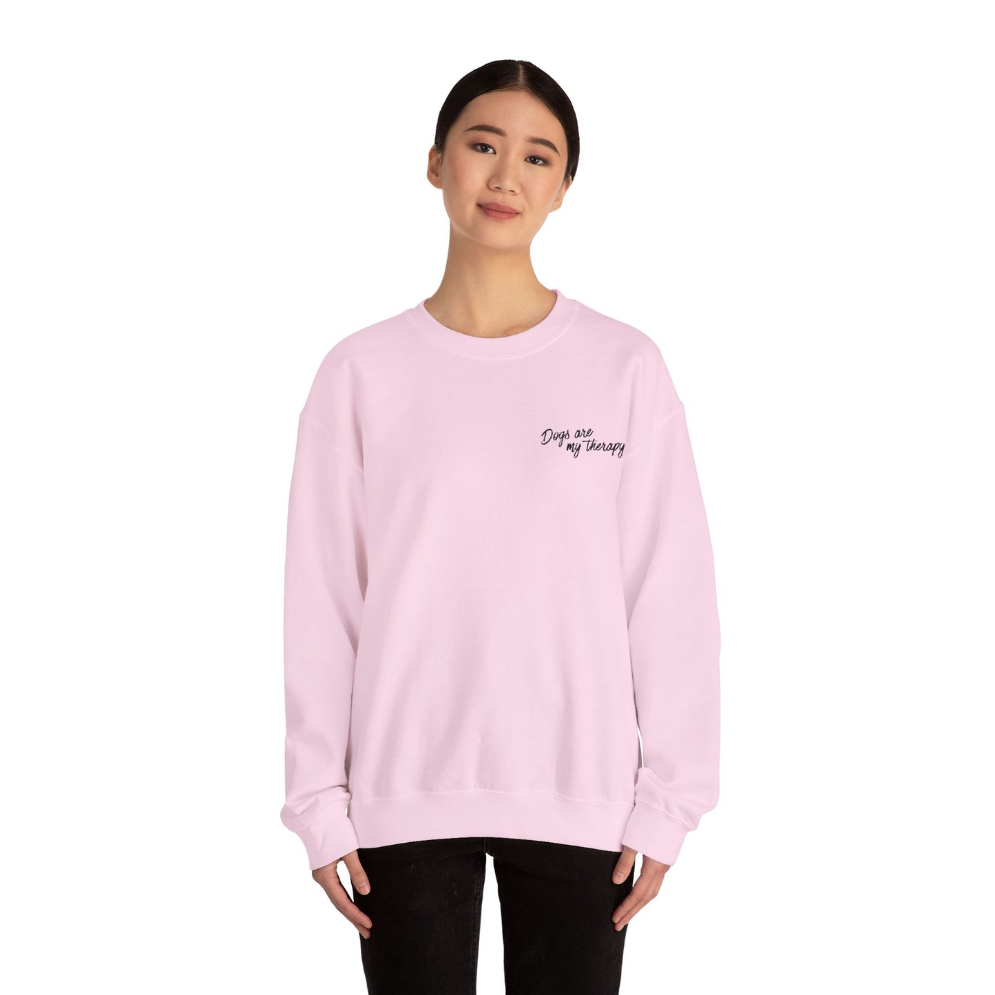 Minimal 'Dogs Are My Therapy' Crewneck Embroidered Sweatshirt