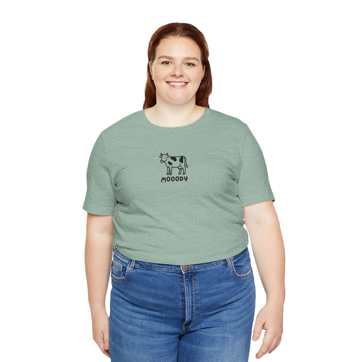 Cowpens Cow Tee – 'Mooody' Minimalist Embroidered Graphic T-Shirt