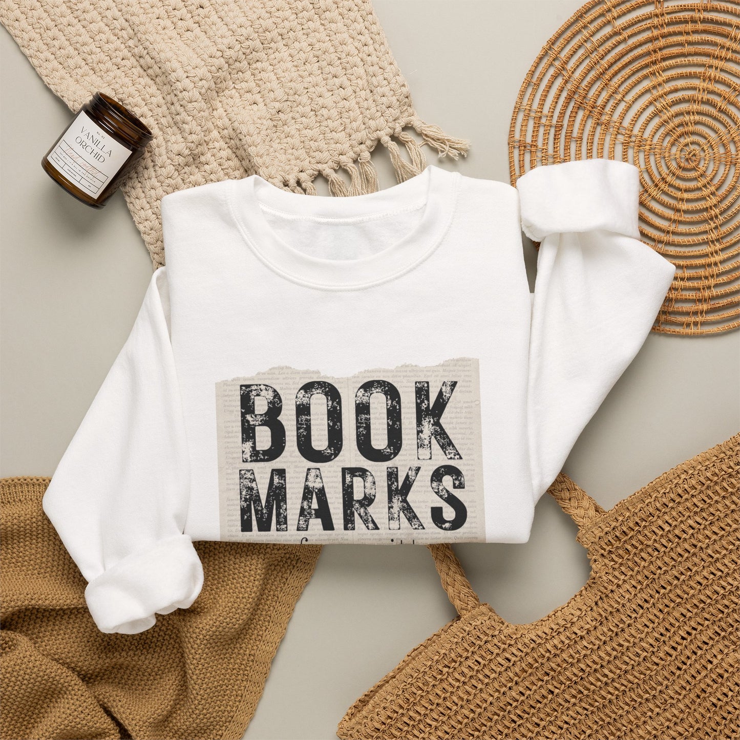 Sweatshirt — "BOOKMARKS are for quitters" Vintage Reader Crewneck