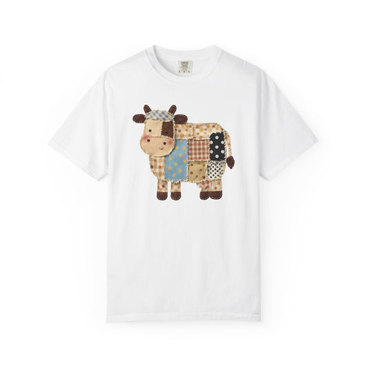 Patchwork Cow Print T-Shirt — Cute Farm Animal Graphic Tee