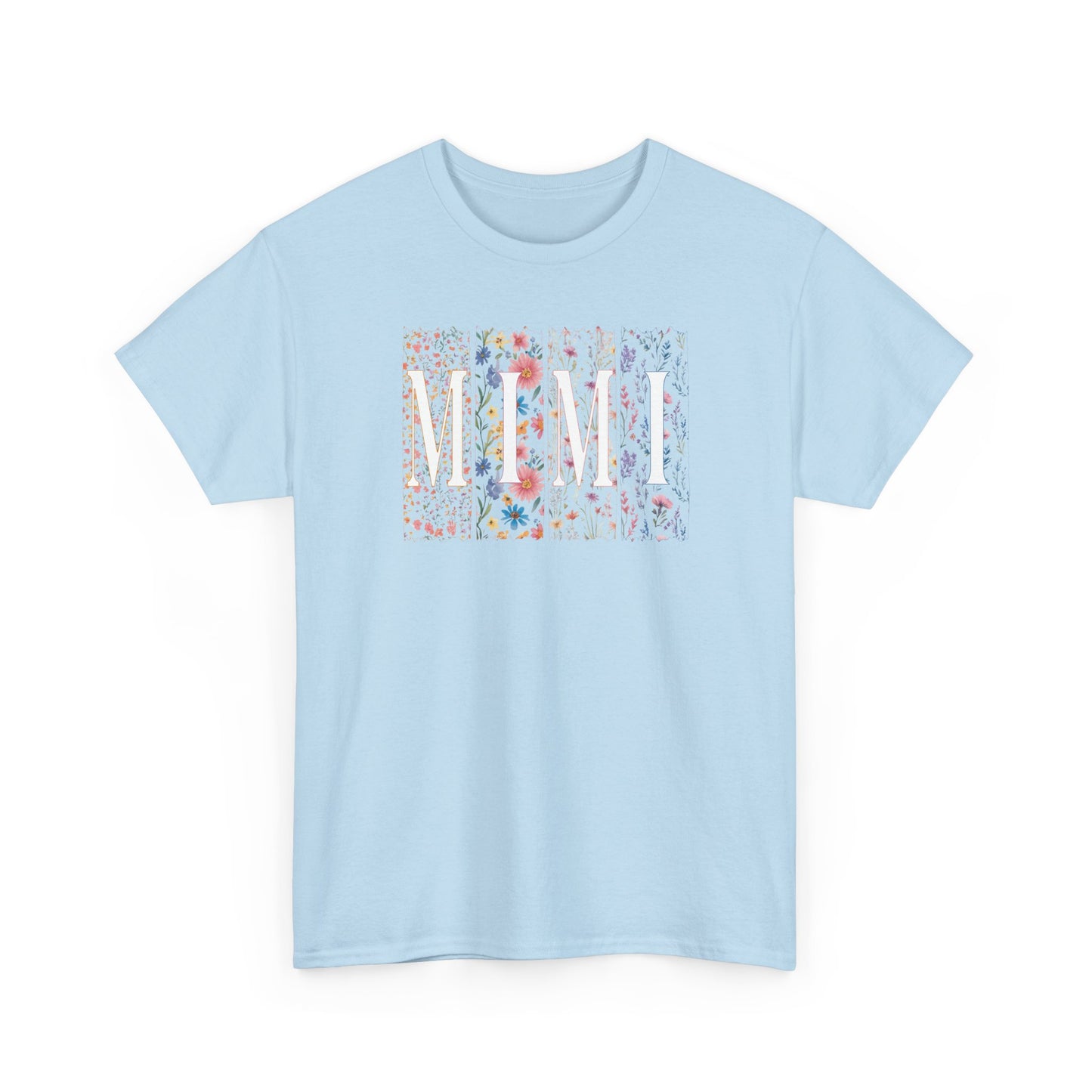 Floral Watercolor "Mimi" Striped Tee — Colorful Botanical Graphic T-Shirt
