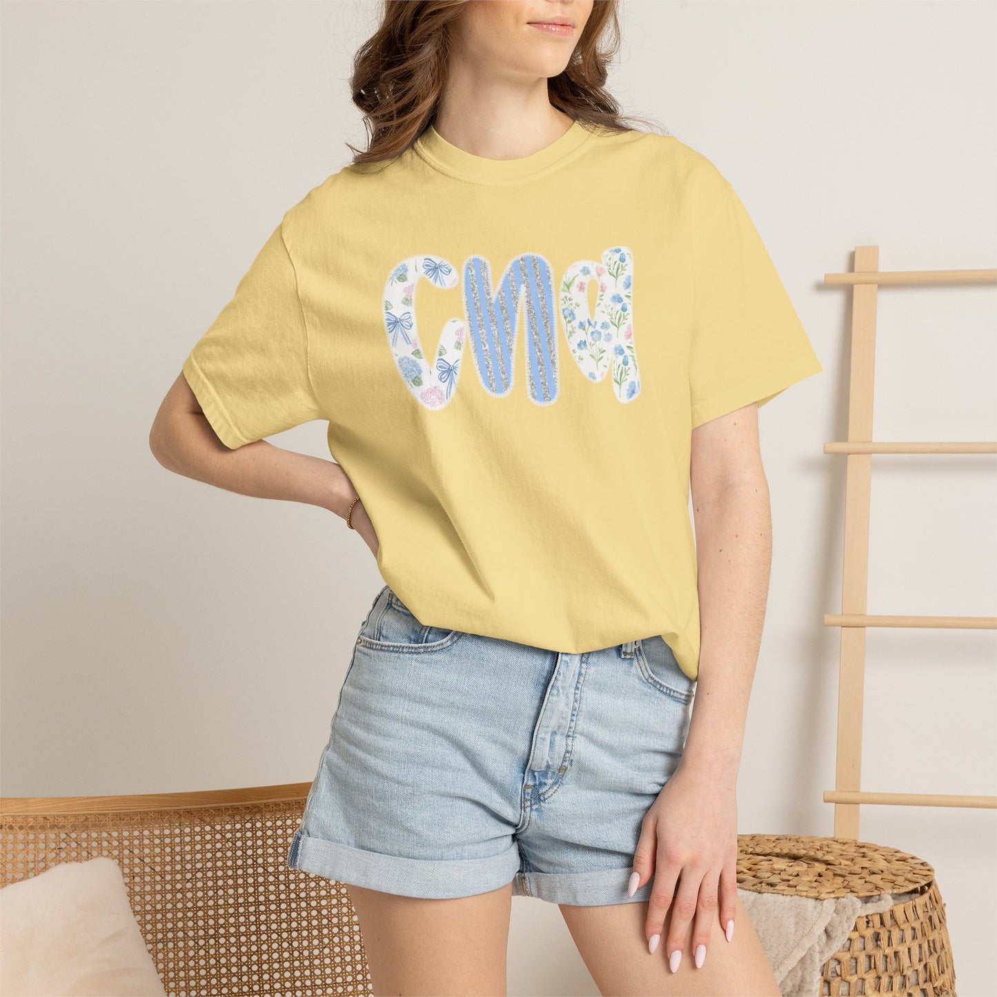CNA Floral Script T-Shirt — Nurse Appreciation Gift