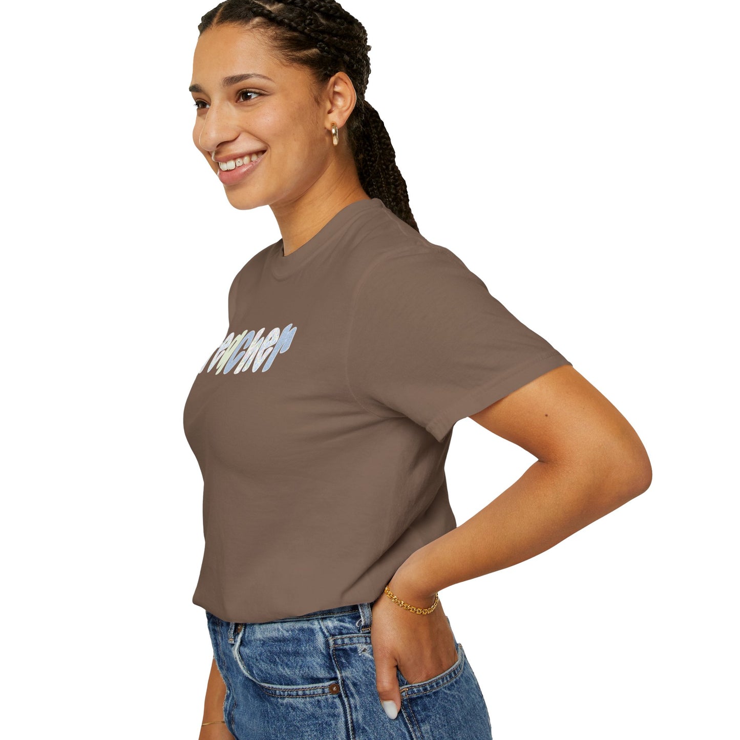 Teacher Floral Bubble Text T-Shirt — Cute Teacher Gift Tee