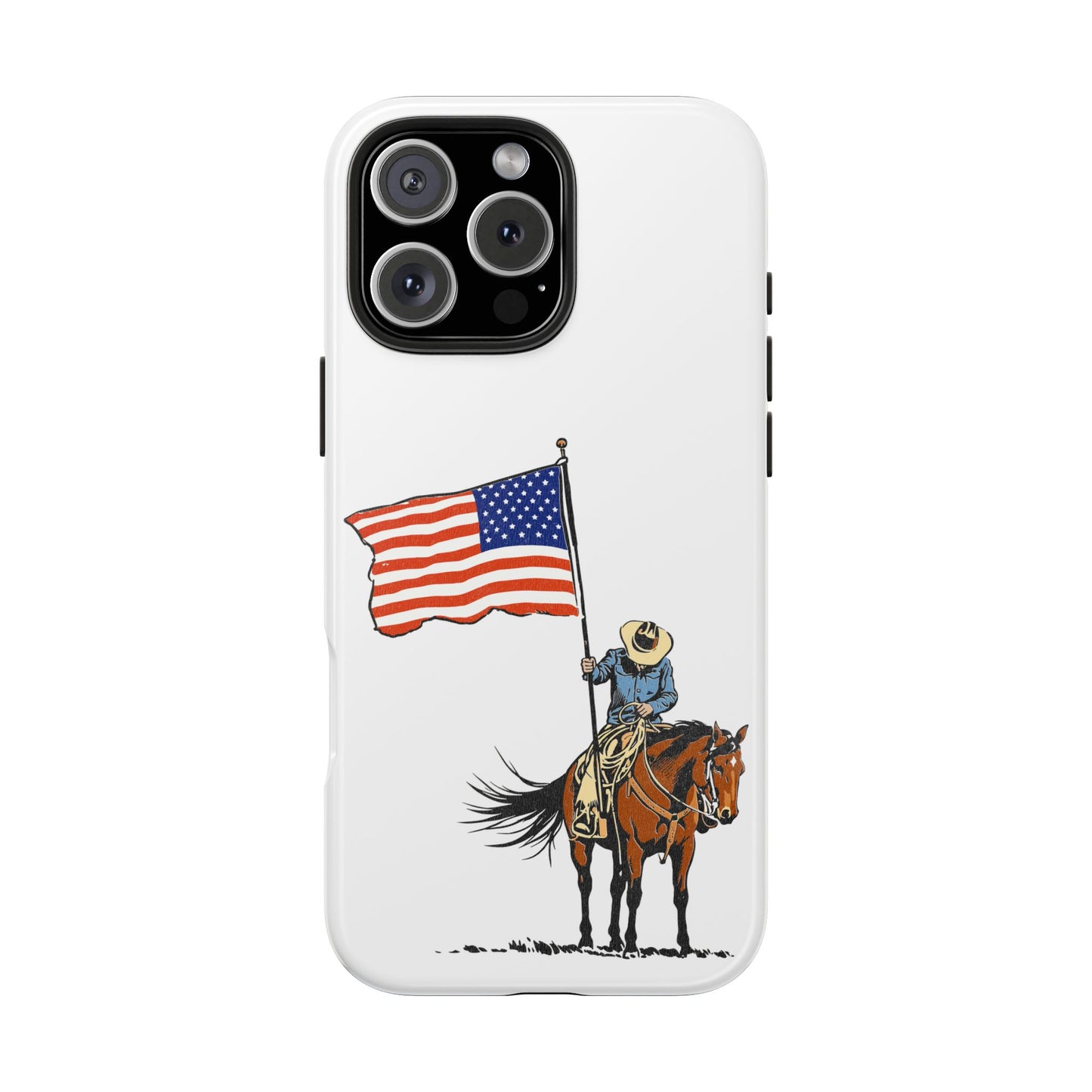 Rugged Western Phone Case — Cowboy Holding American Flag