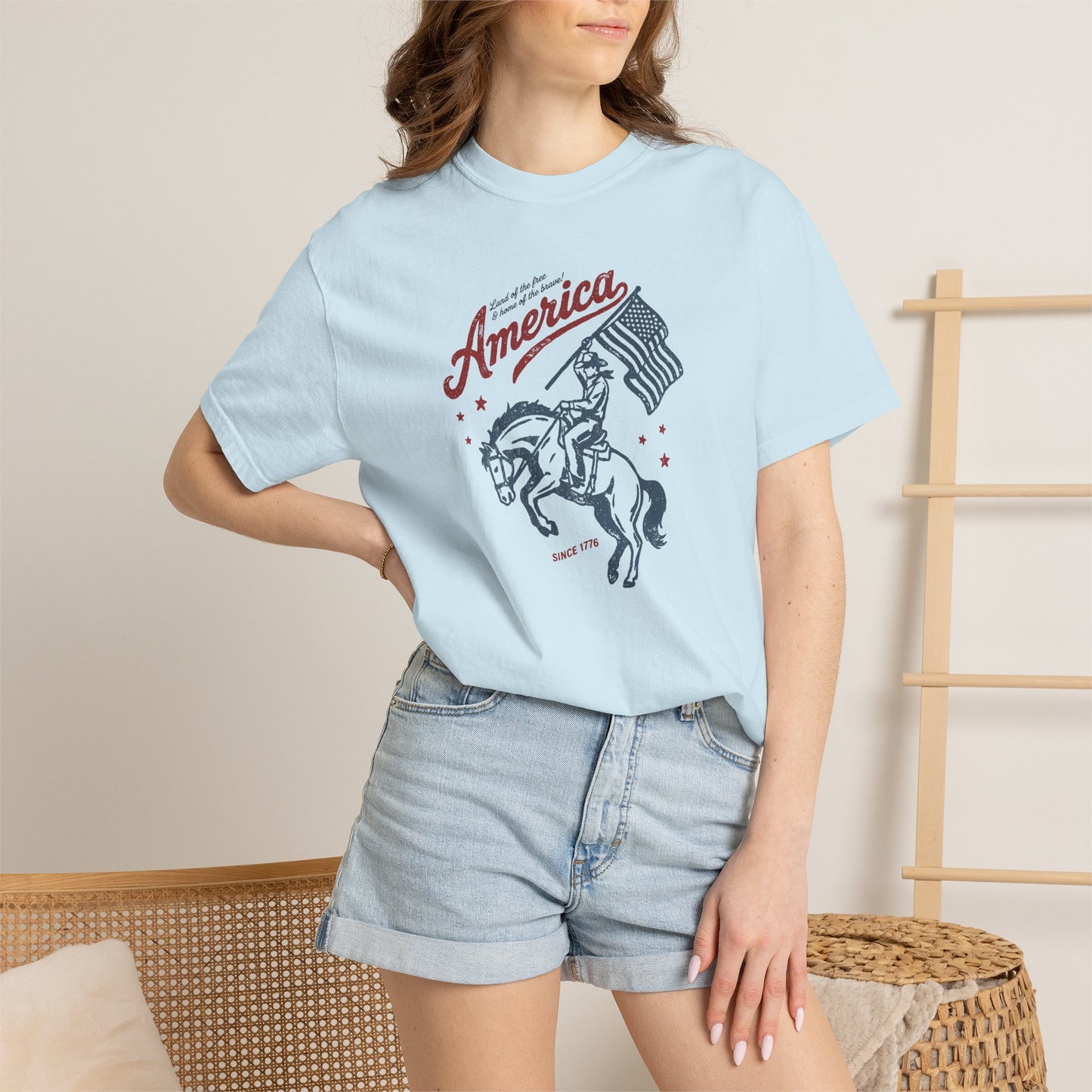 America Cowboy Flag T-Shirt – Retro Patriotic Rodeo Tee