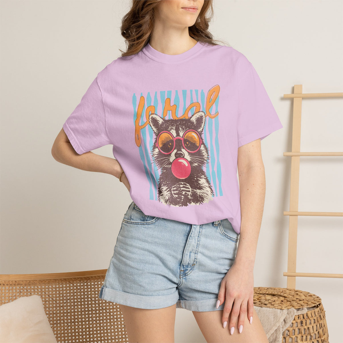Raccoon Bubblegum Tee — Vintage Sunglasses Graphic T-Shirt