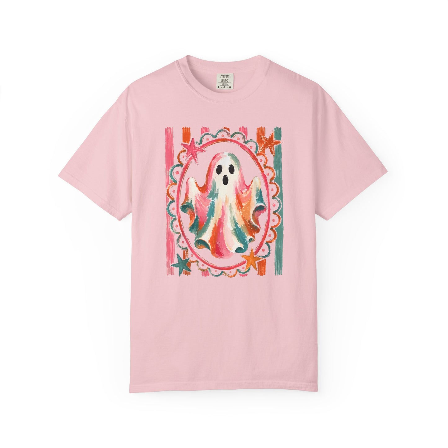 Watercolor Ghost Tee — Colorful Halloween Graphic T-Shirt