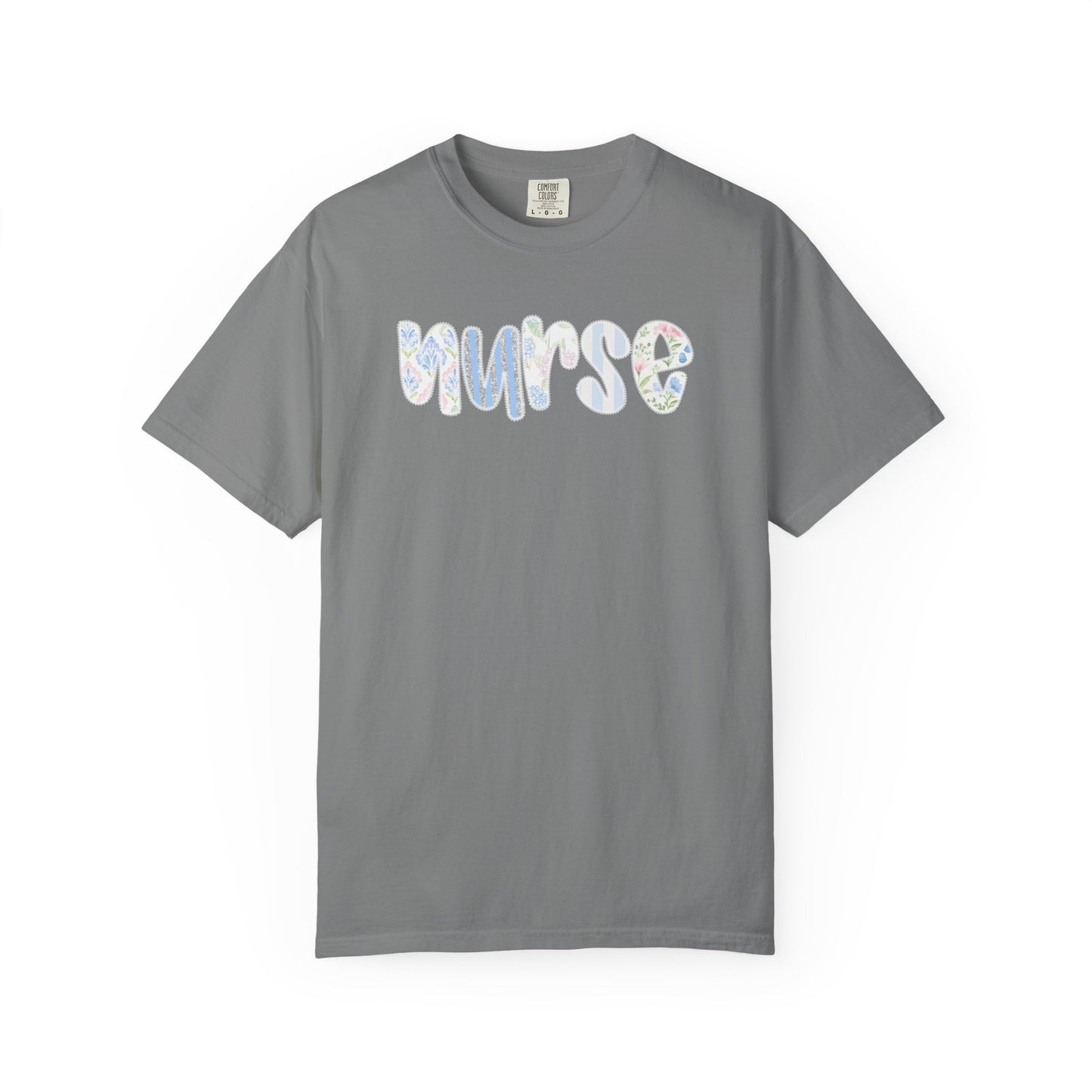 Nurse Floral Script T‑Shirt — Healthcare Appreciation