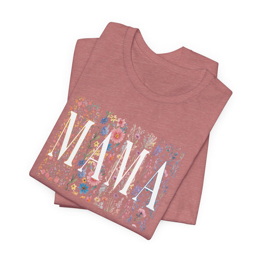Mama Floral Tee — Soft Pink Mother’s Day Shirt with Floral Typography