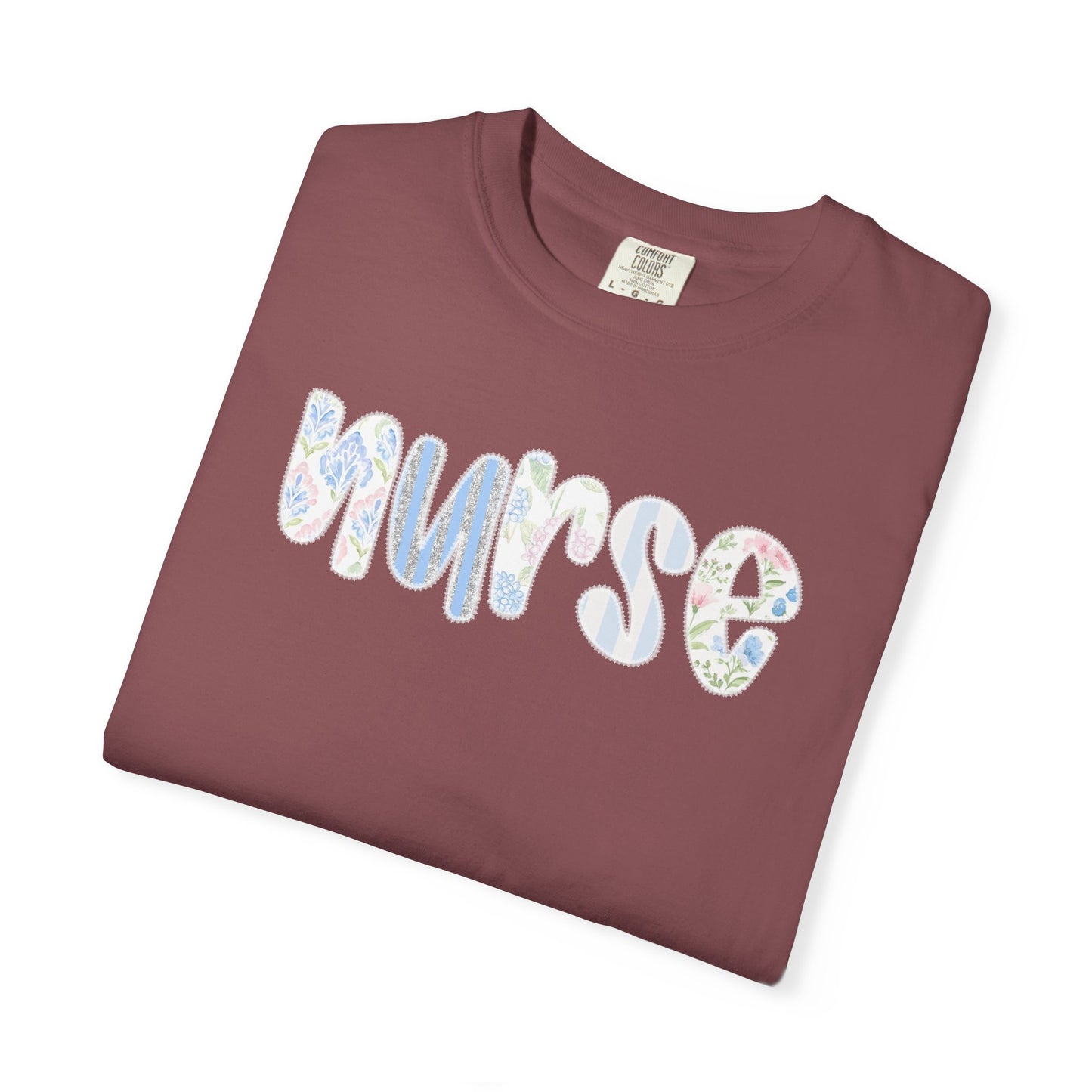 Nurse Floral Script T‑Shirt — Healthcare Appreciation
