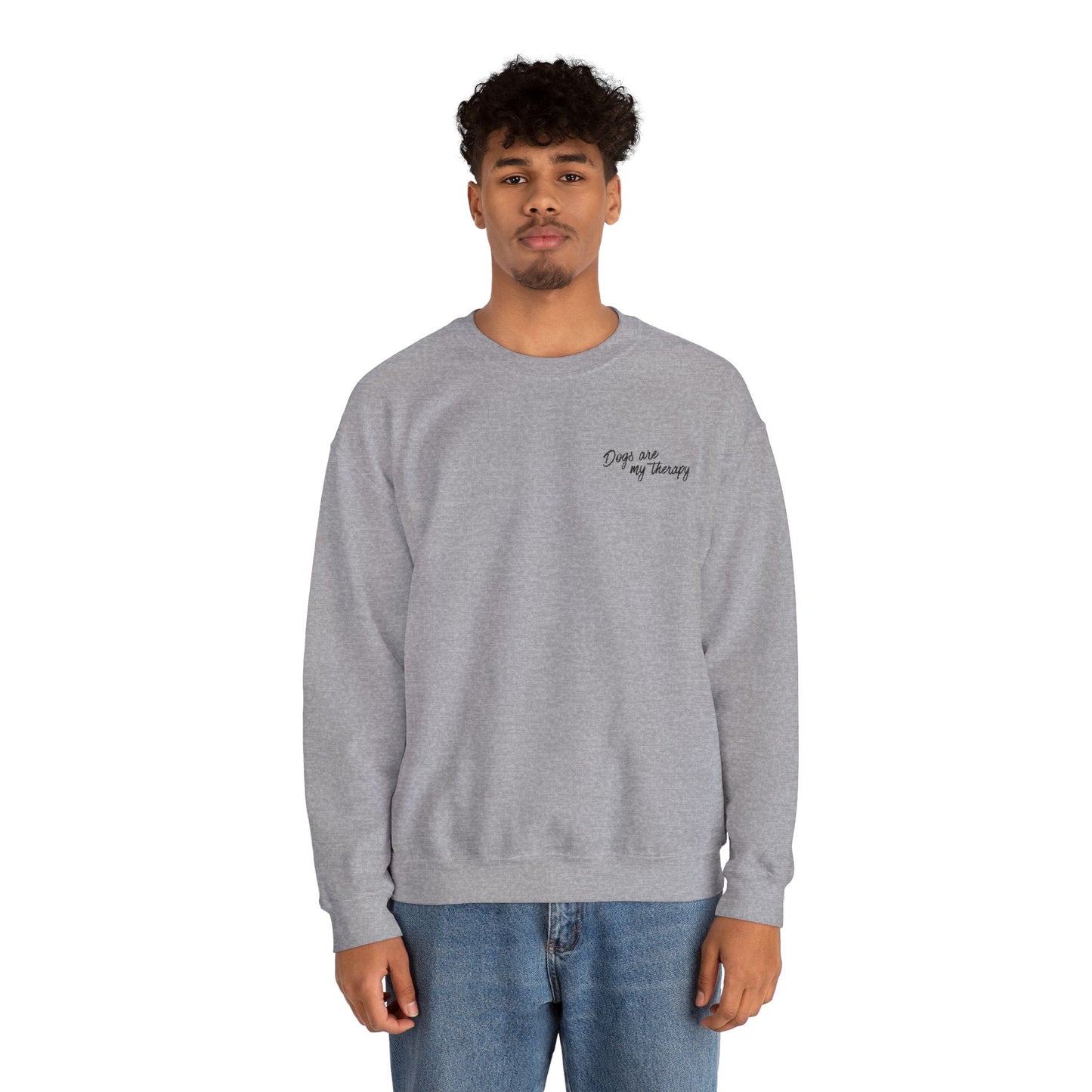 Minimal 'Dogs Are My Therapy' Crewneck Embroidered Sweatshirt