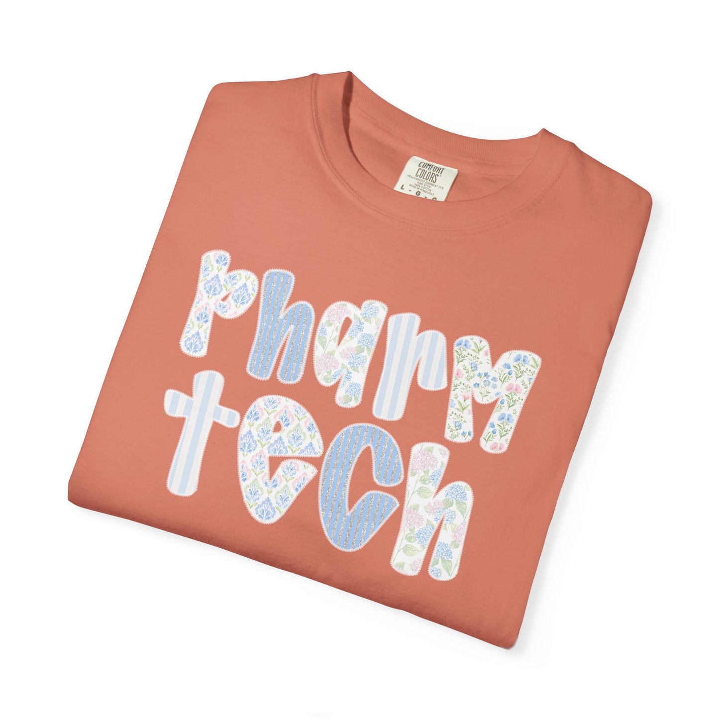 Pharm Tech T-Shirt — Floral Pastel Typography Tee