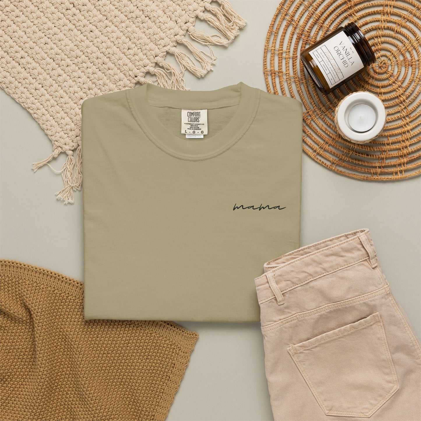 Mama Script Tee — Minimalist Embroidered "Mama" T-Shirt