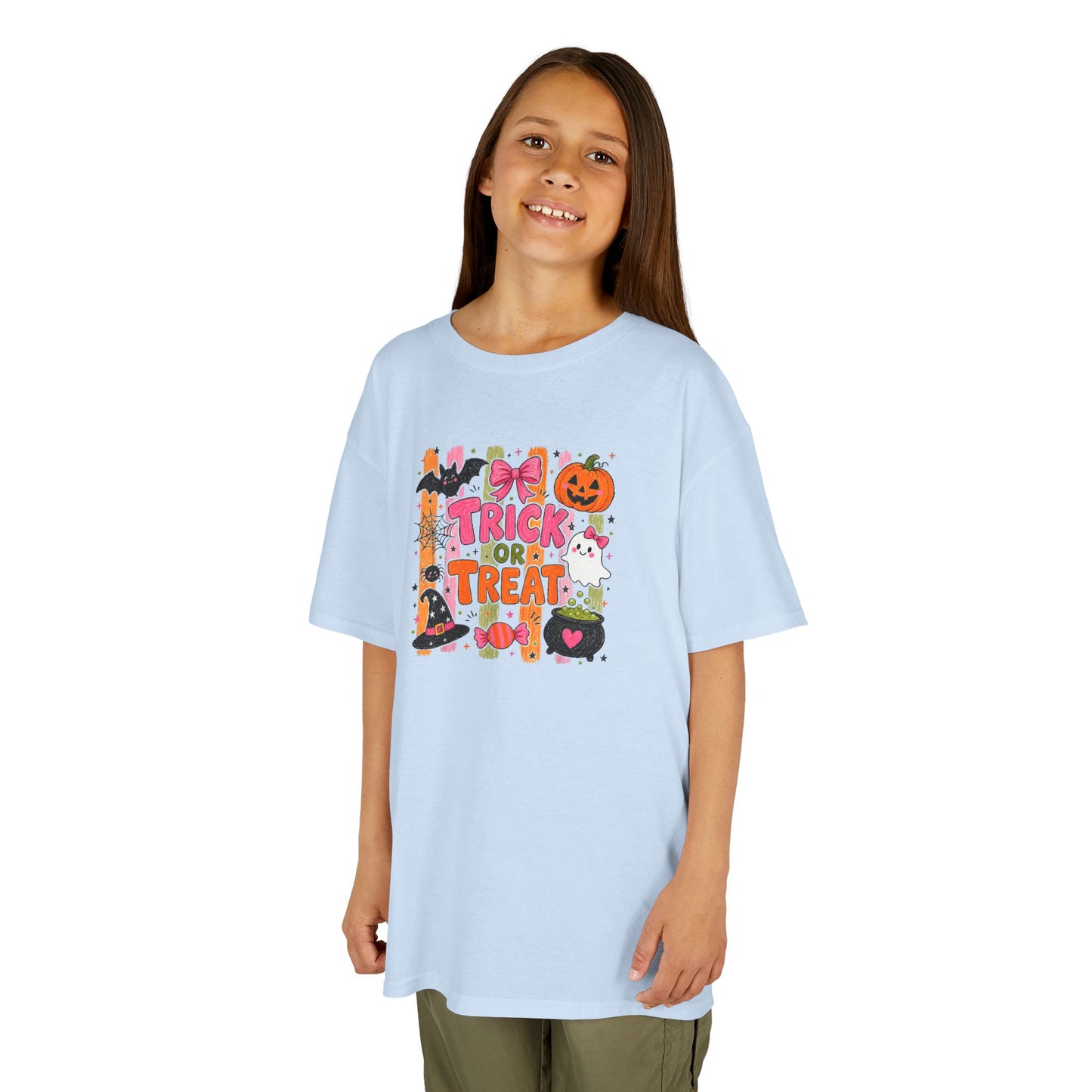 Kids Halloween Trick or Treat T-Shirt — Cute Pumpkin & Candy Graphic