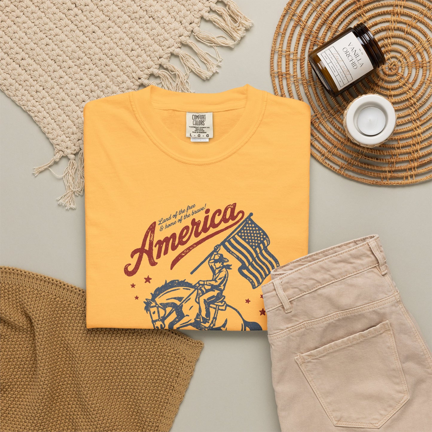America Cowboy Flag T-Shirt – Retro Patriotic Rodeo Tee
