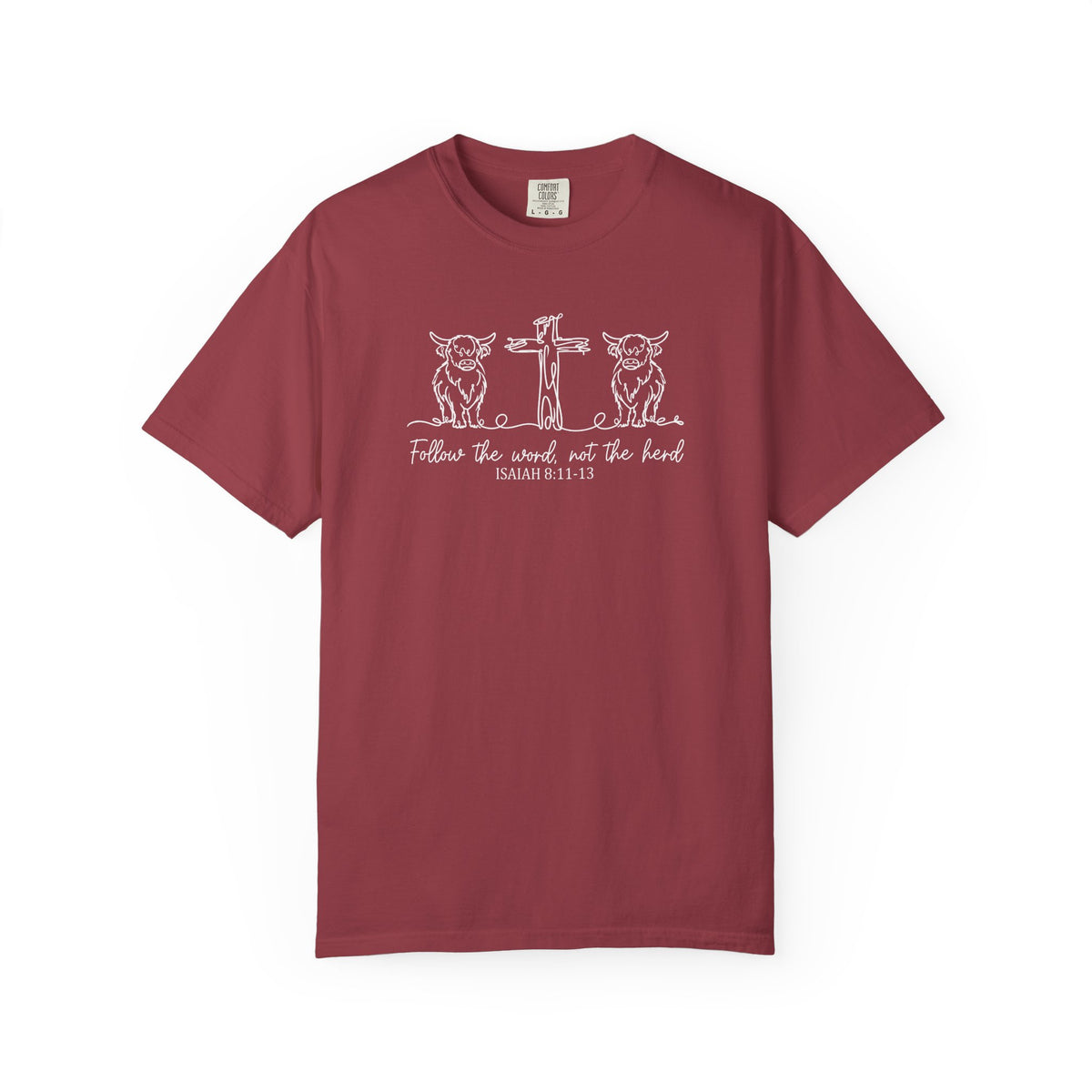 Christian Cross & Cow T-Shirt — "Follow the Word, Not the Herd" Graphic Tee