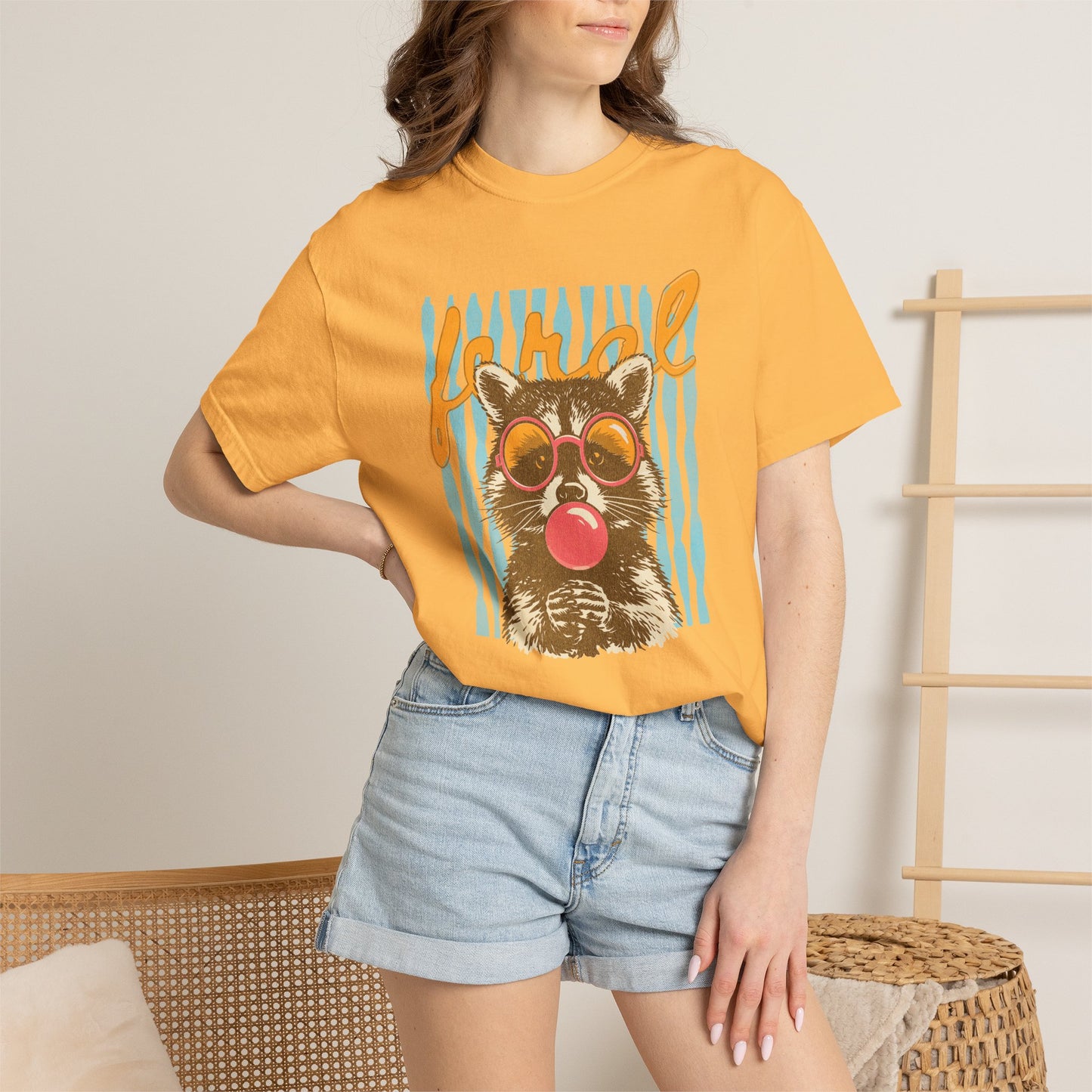 Raccoon Bubblegum Tee — Vintage Sunglasses Graphic T-Shirt