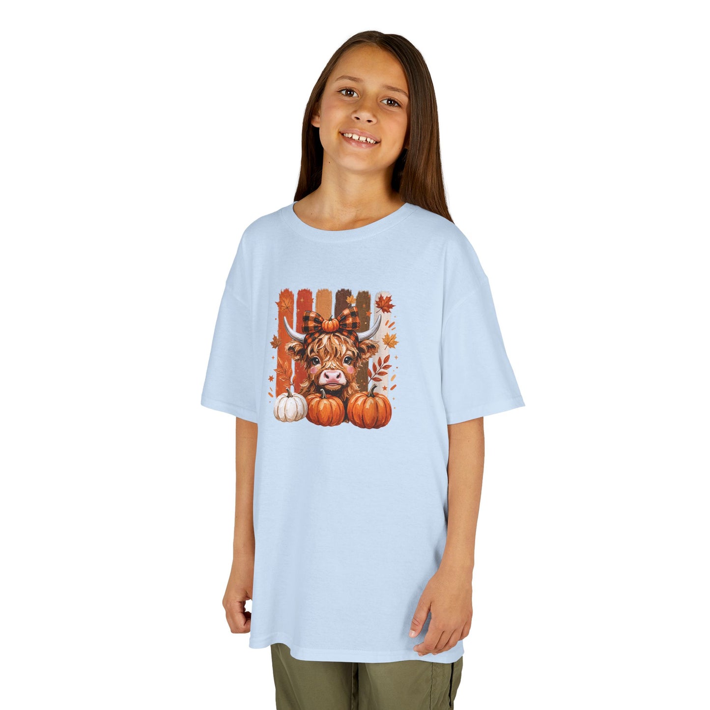 Kids Fall Cow Pumpkin T-Shirt