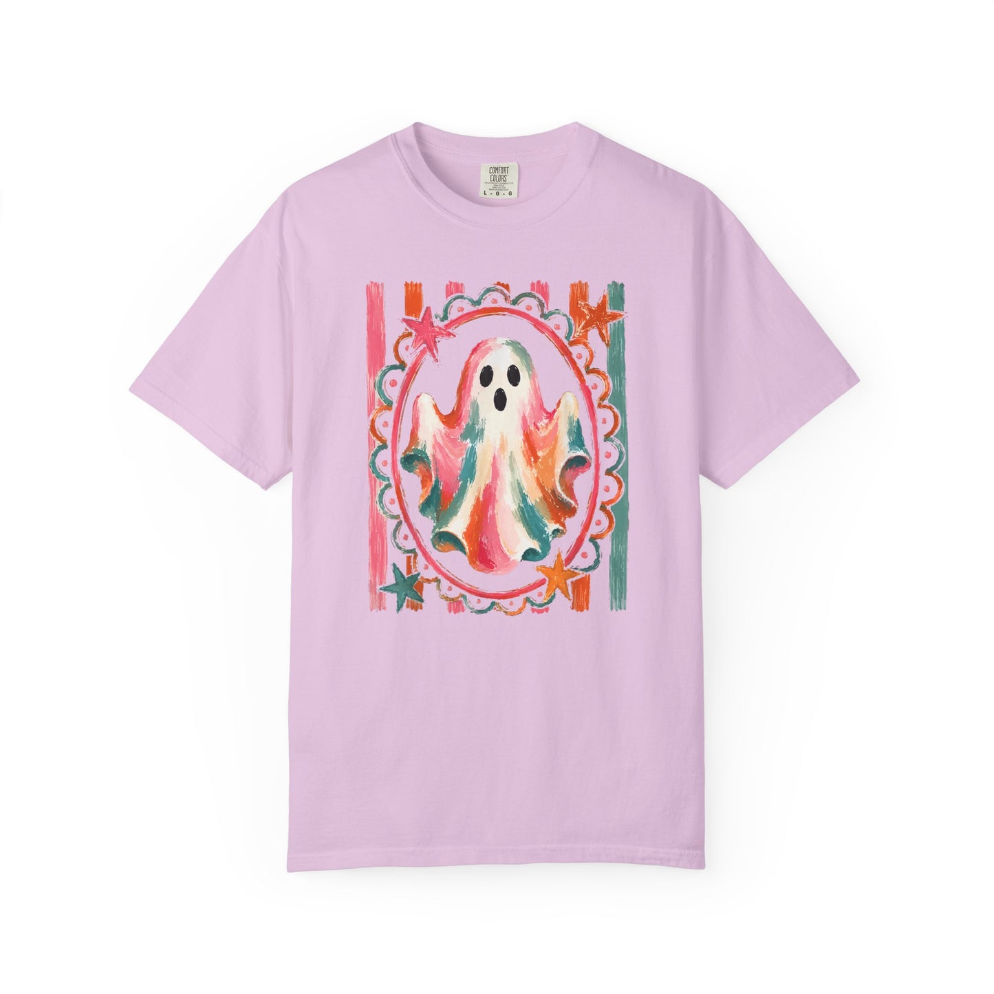 Watercolor Ghost Tee — Colorful Halloween Graphic T-Shirt