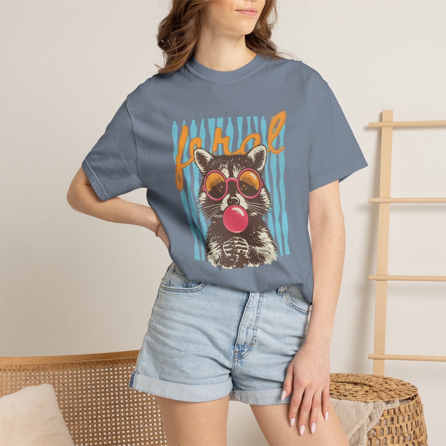 Raccoon Bubblegum Tee — Vintage Sunglasses Graphic T-Shirt