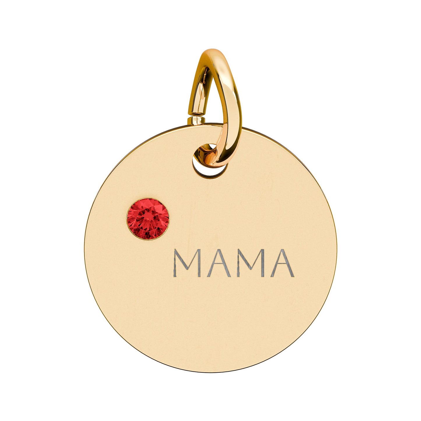 Engraved Birthstone Circle Charm 'MAMA' - Pendant Only