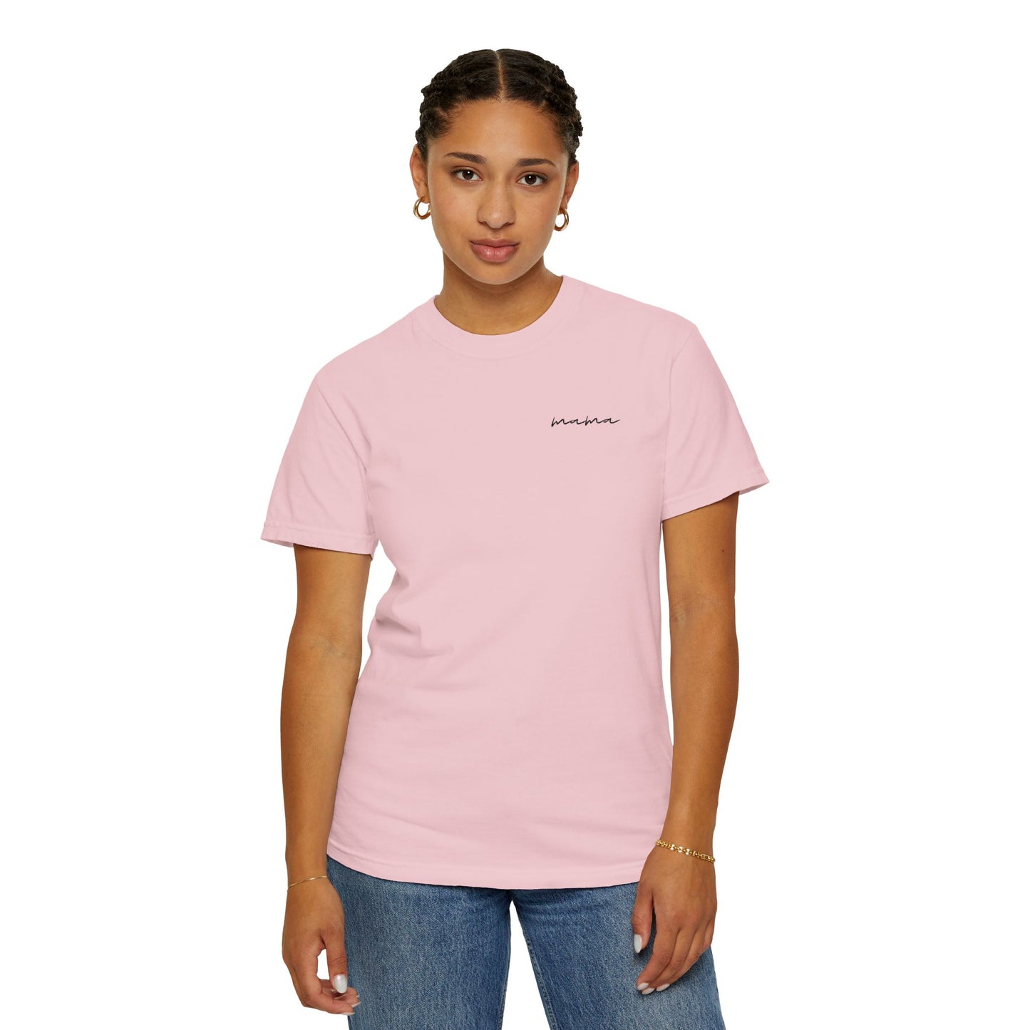Mama Script Tee — Minimalist Embroidered "Mama" T-Shirt