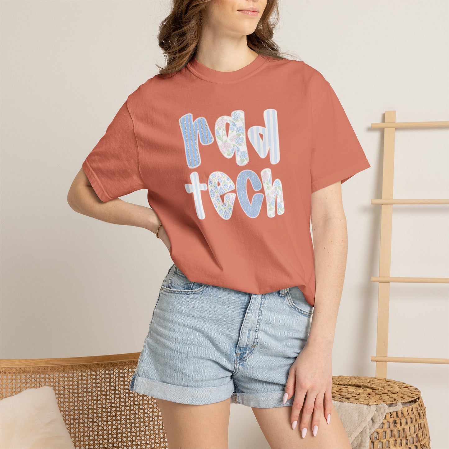 Rad Tech T-Shirt — Retro Floral 'rad tech' Graphic Tee for Radiologic Technologists
