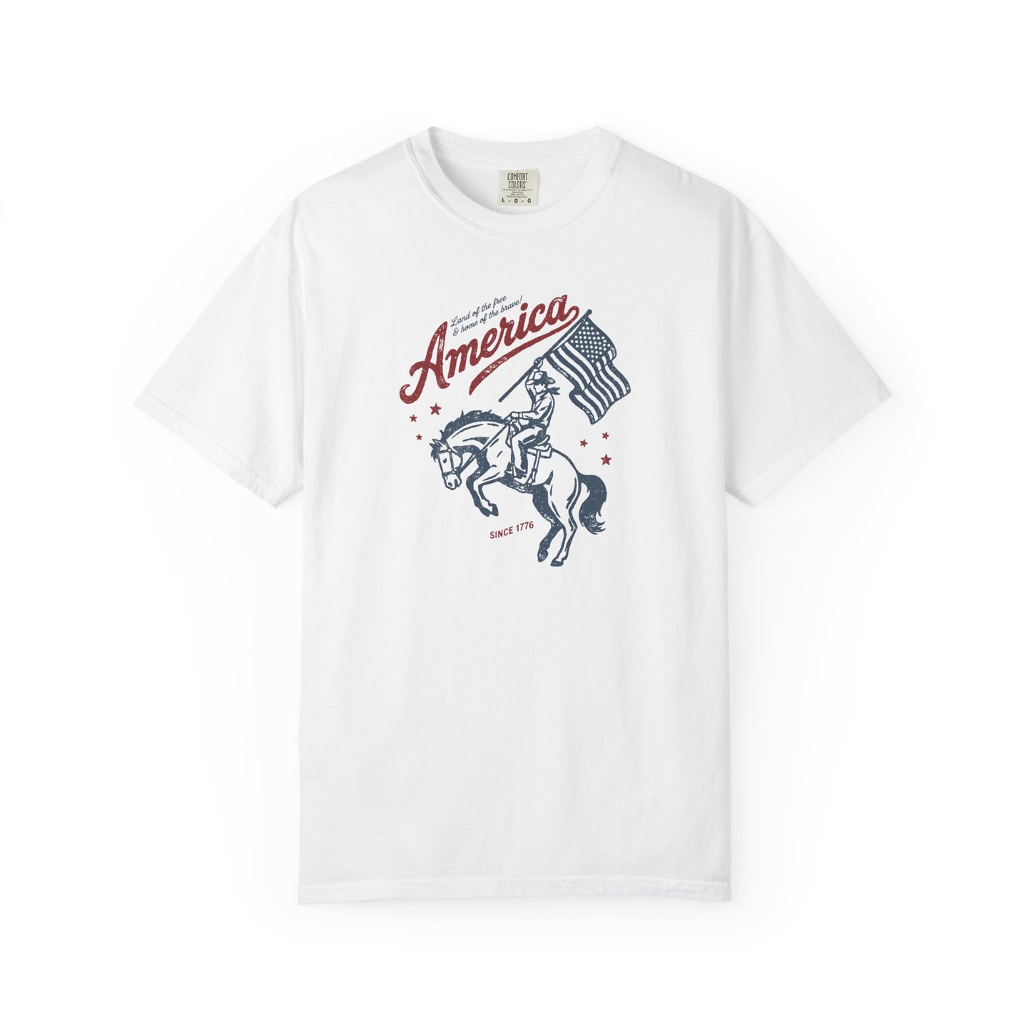 America Cowboy Flag T-Shirt – Retro Patriotic Rodeo Tee