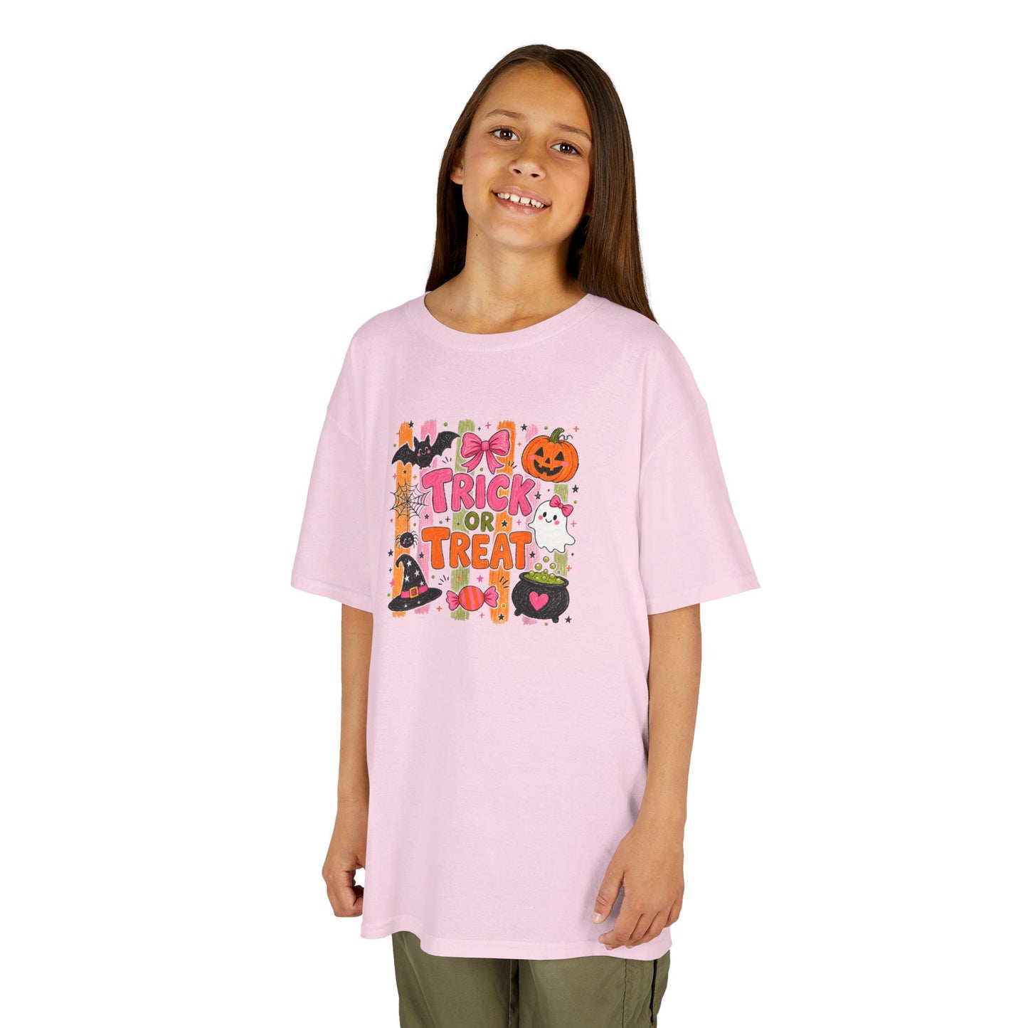 Kids Halloween Trick or Treat T-Shirt — Cute Pumpkin & Candy Graphic