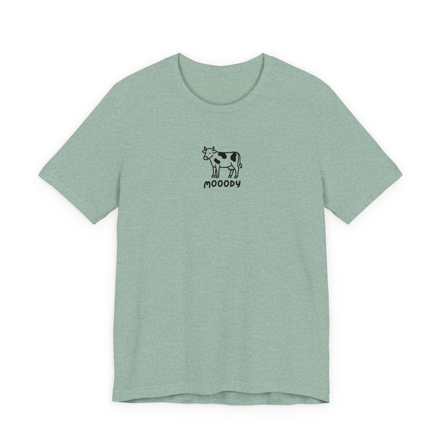 Cowpens Cow Tee – 'Mooody' Minimalist Embroidered Graphic T-Shirt