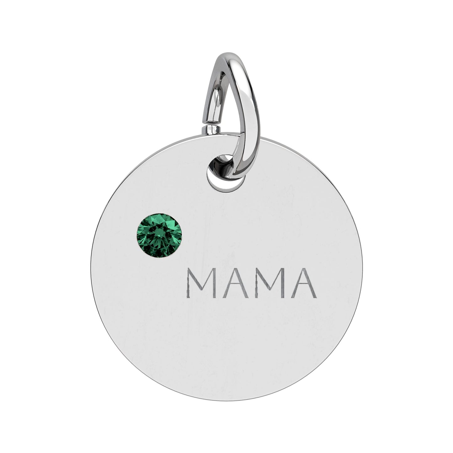 Engraved Birthstone Circle Charm 'MAMA' - Pendant Only