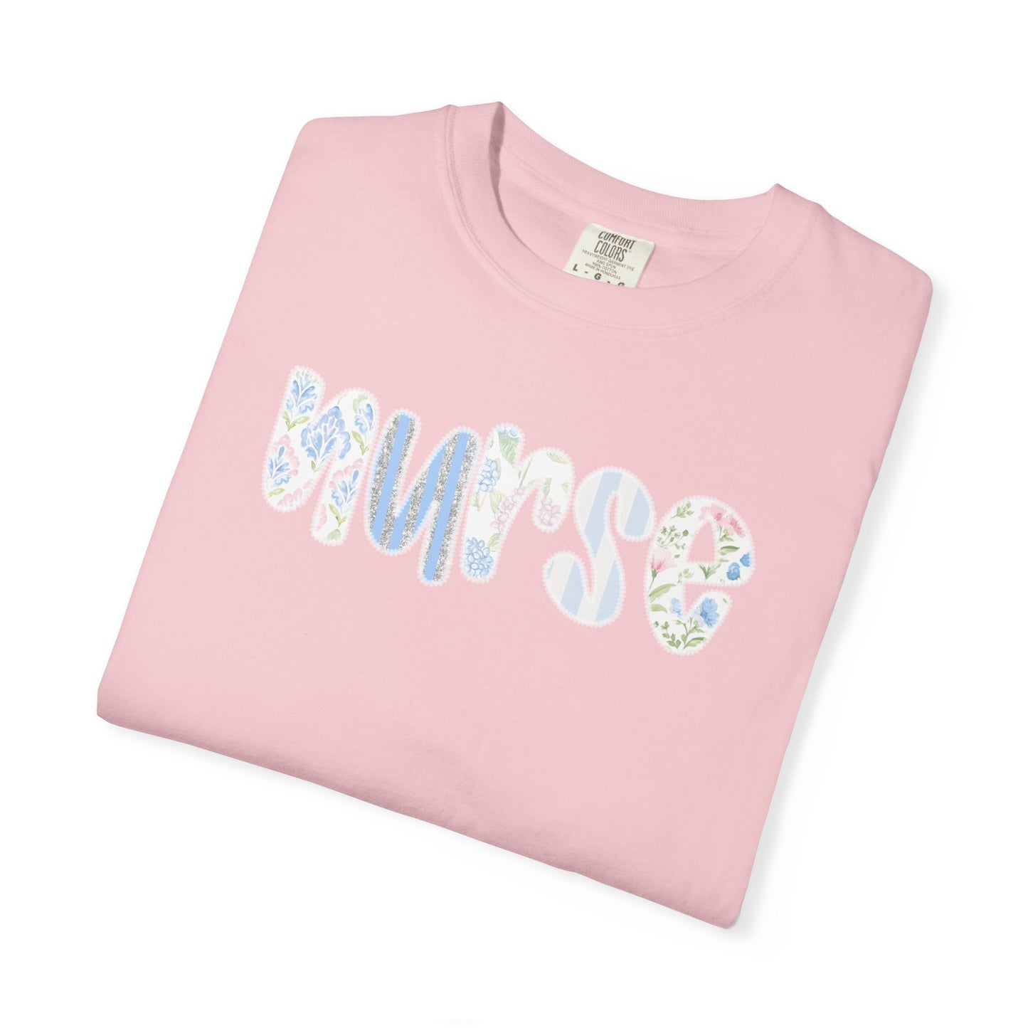 Nurse Floral Script T‑Shirt — Healthcare Appreciation