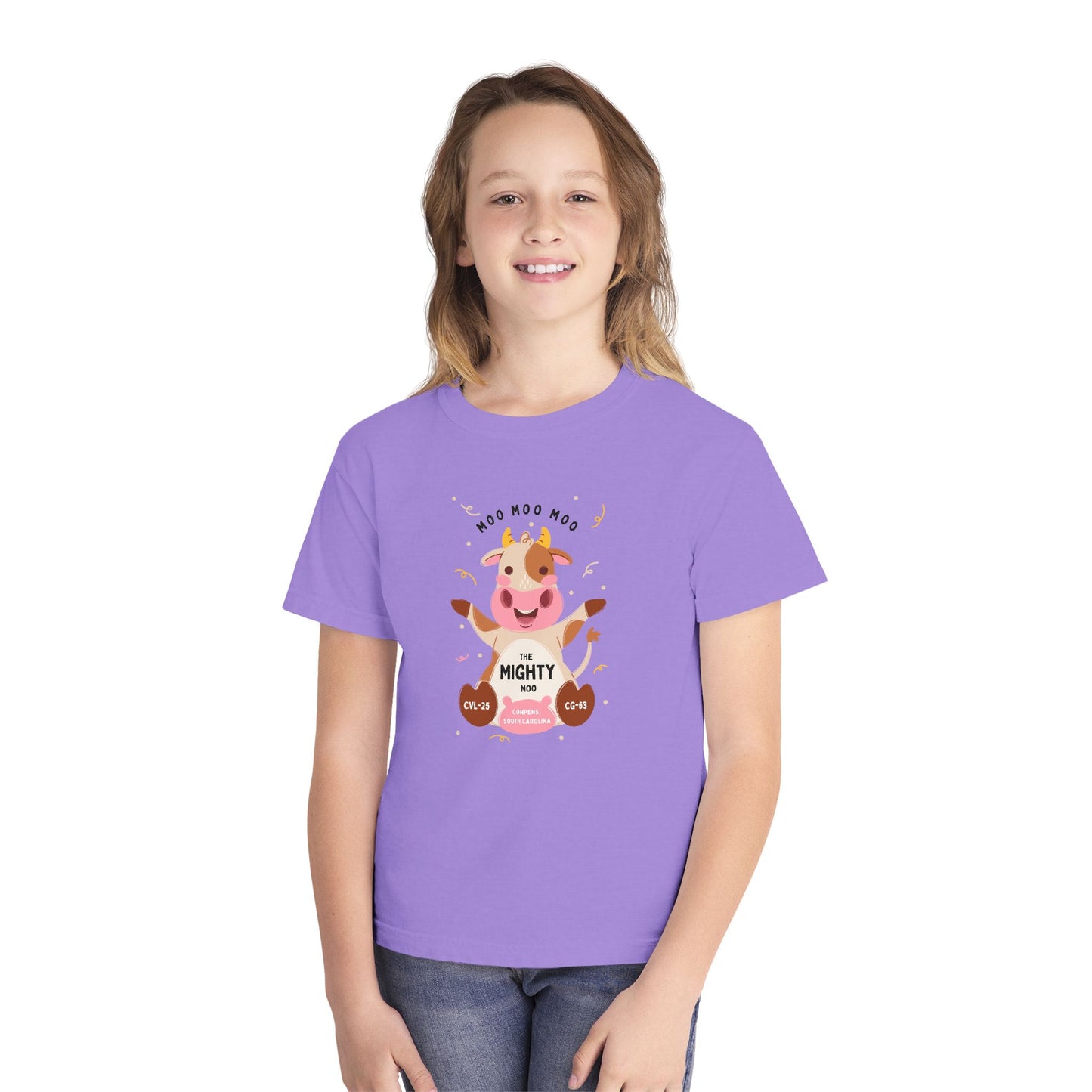 Youth Tee - Cute 'Moo Moo Moo I'm the Mighty Moo' Cow Graphic