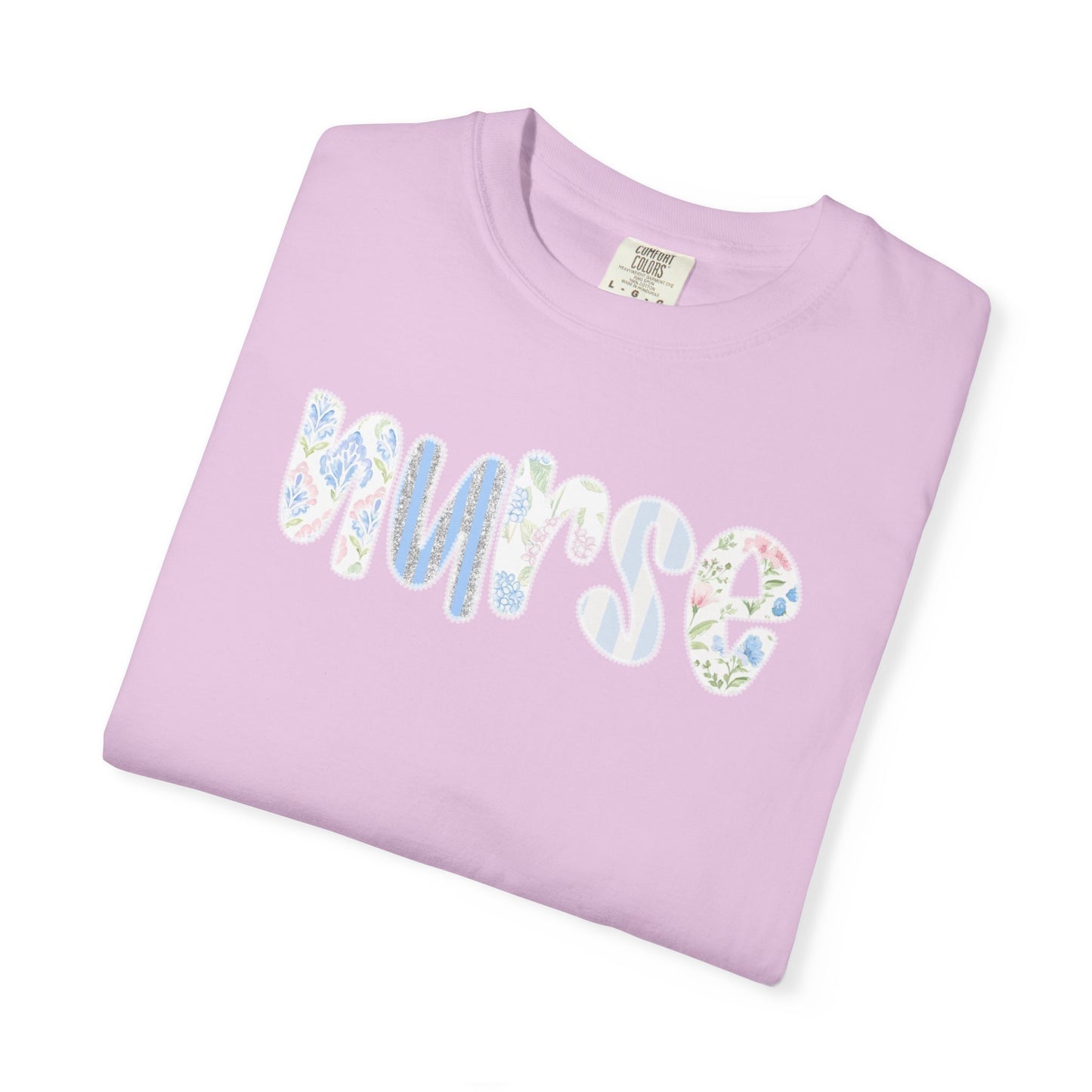 Nurse Floral Script T‑Shirt — Healthcare Appreciation