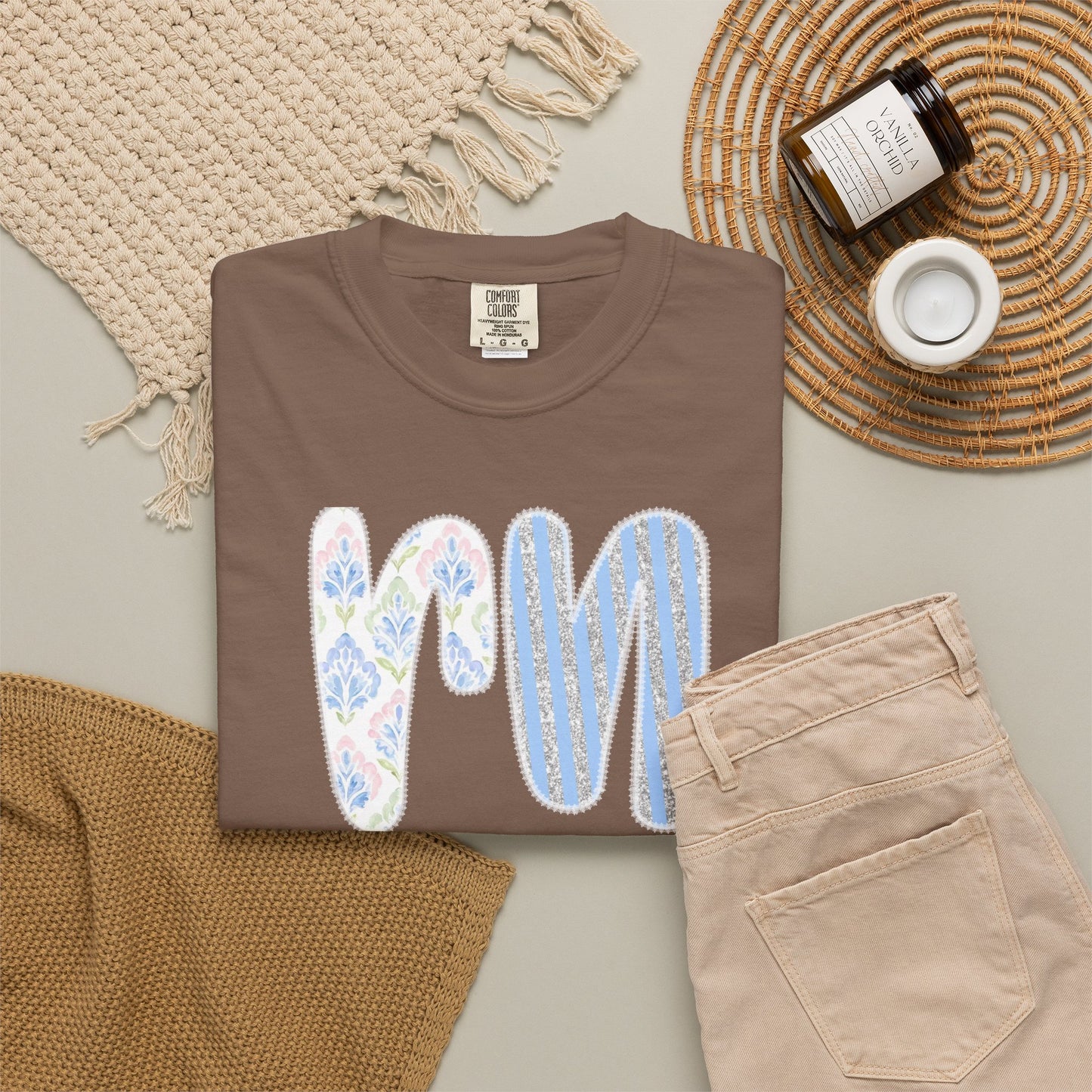 Retro 'RN' Floral Graphic T-Shirt — Garment-Dyed Casual Tee