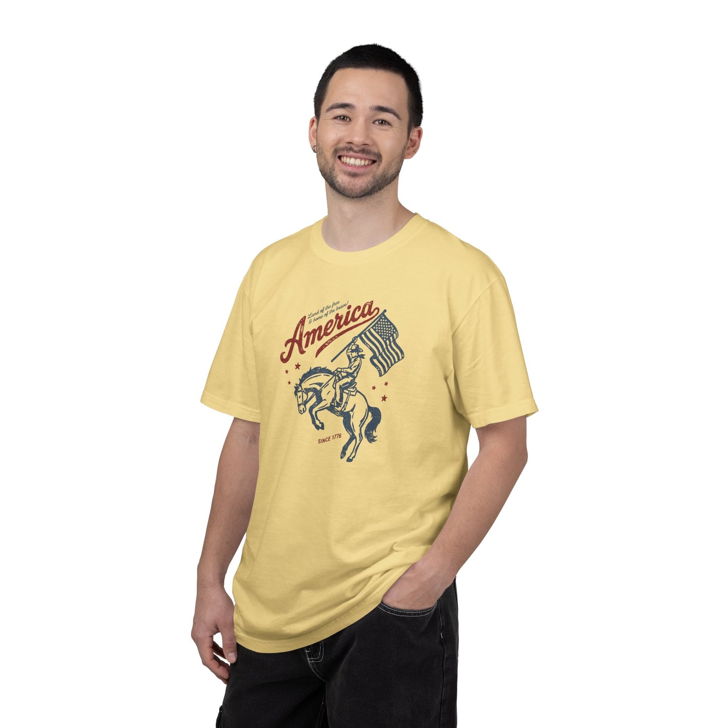 America Cowboy Flag T-Shirt – Retro Patriotic Rodeo Tee